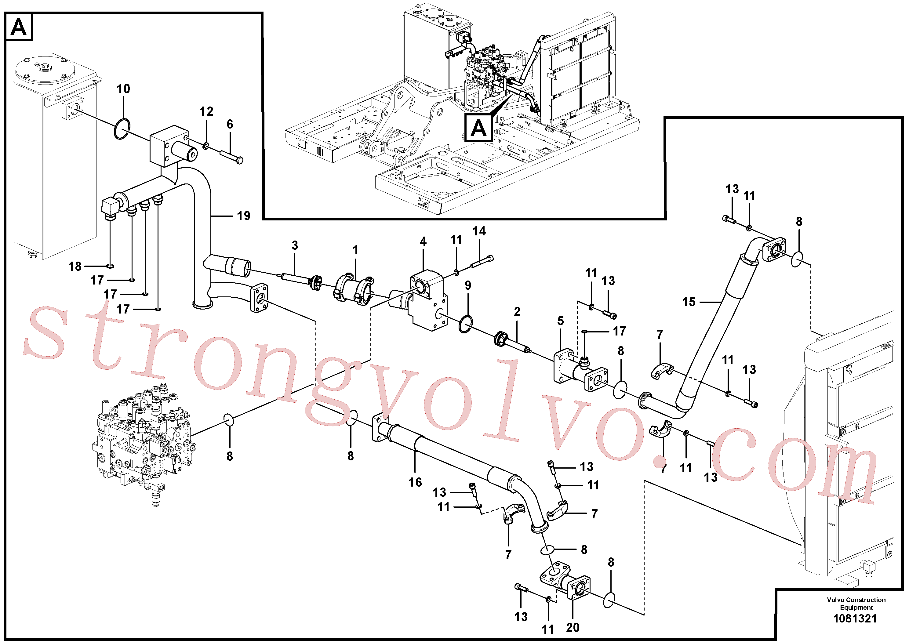VOE14882731 Volvo Sistema hidráulico, tanque hidráulico para o refrigerador de óleo hidráulico(1081321 Montagem)