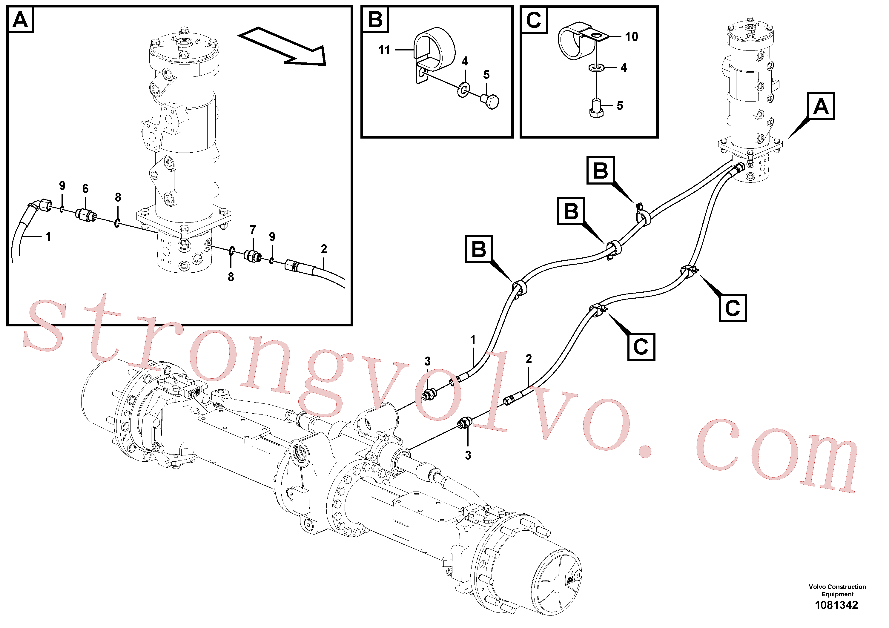 VOE14884886 Volvo Sistema hidráulico, linha da direcção(1081342 Montagem)