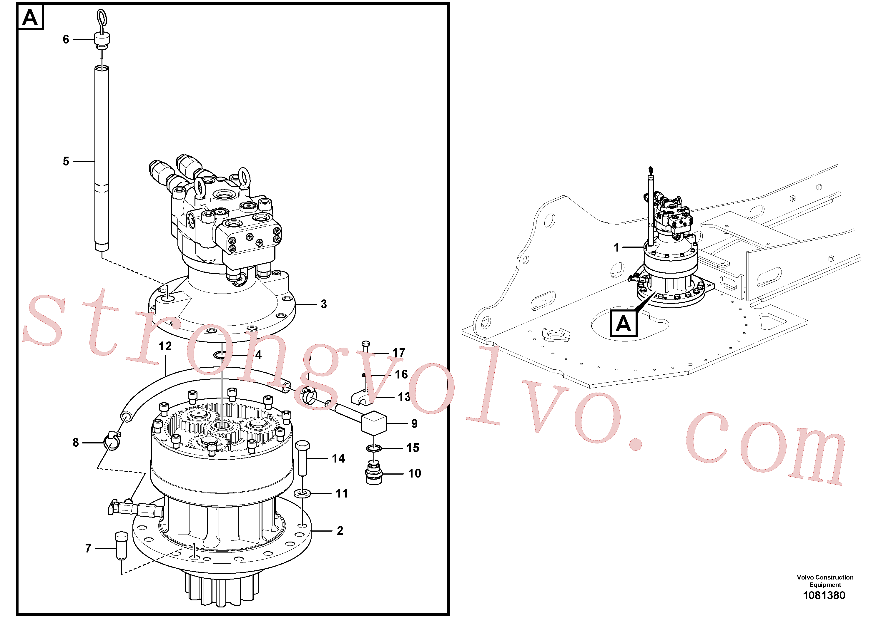 VOE14540907 Volvo Motor de rotação com peças de montagem(1081380 Montagem)