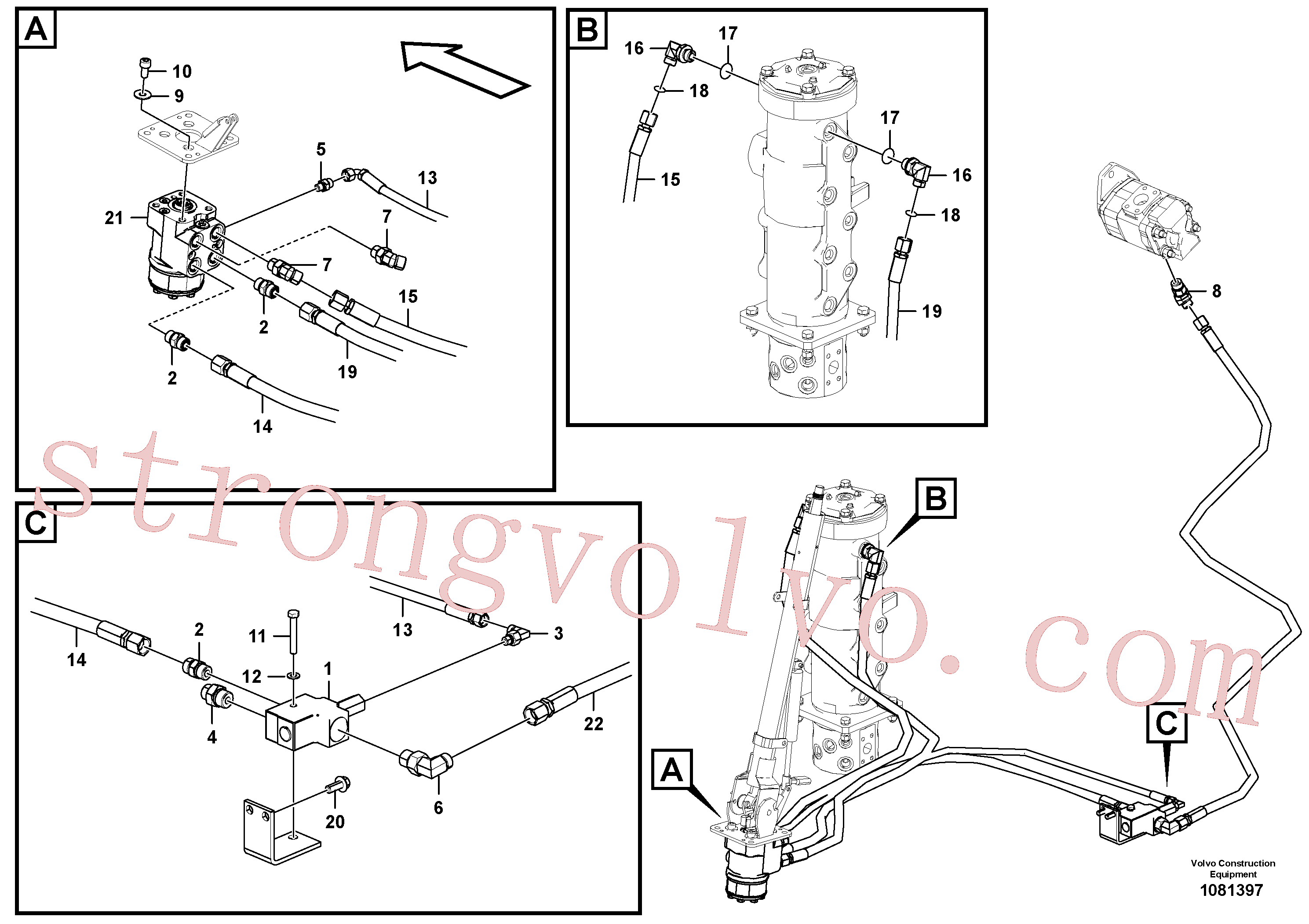 VOE937697 Volvo Sistema hidráulico, linha da direcção(1081397 Montagem)
