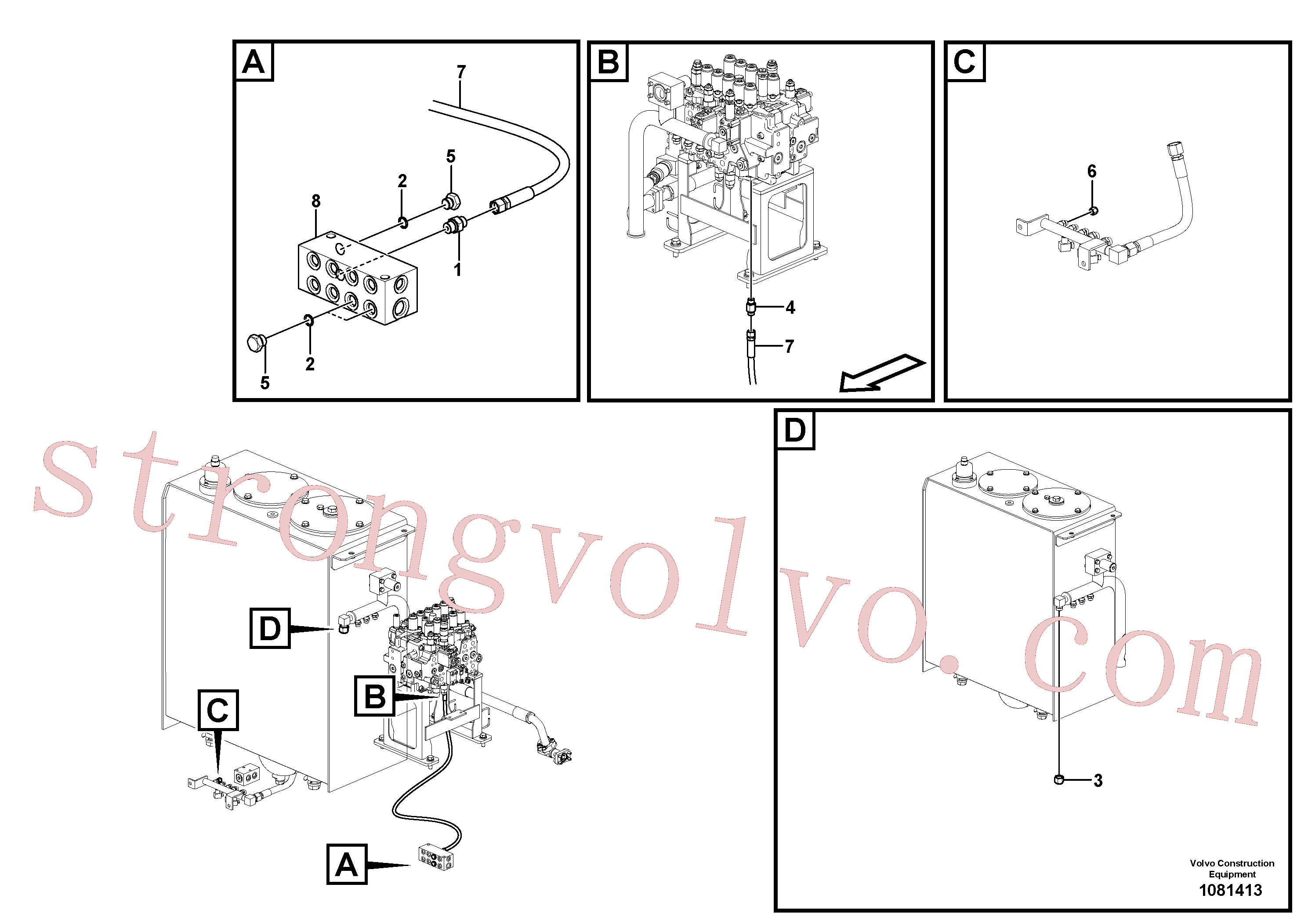 VOE937114 Volvo Sistema servomotor, martelo e corte(1081413 Montagem)
