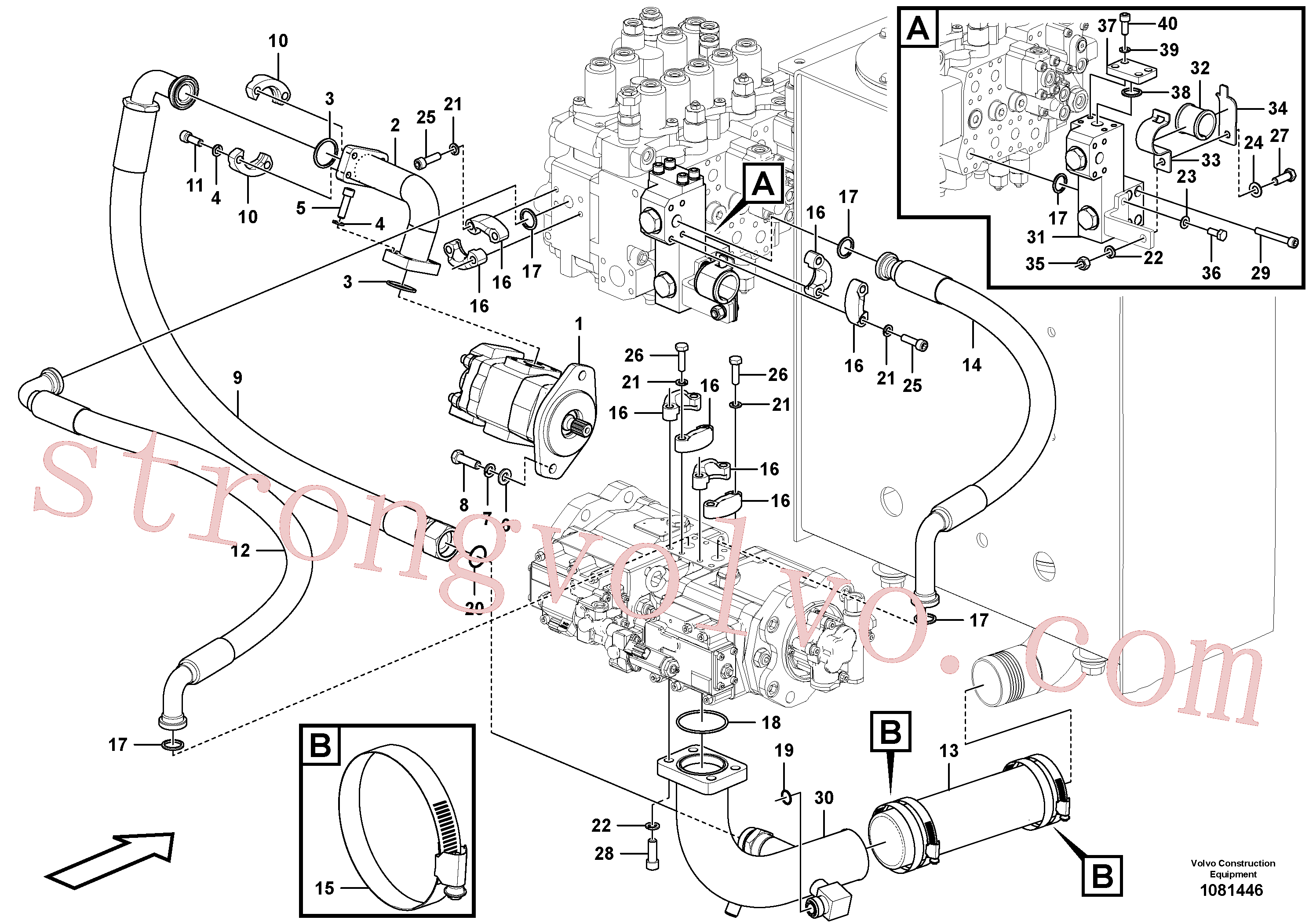 VOE14881379 Volvo Sistema hidráulico, tanque hidráulico para a bomba hidráulica(1081446 Montagem)