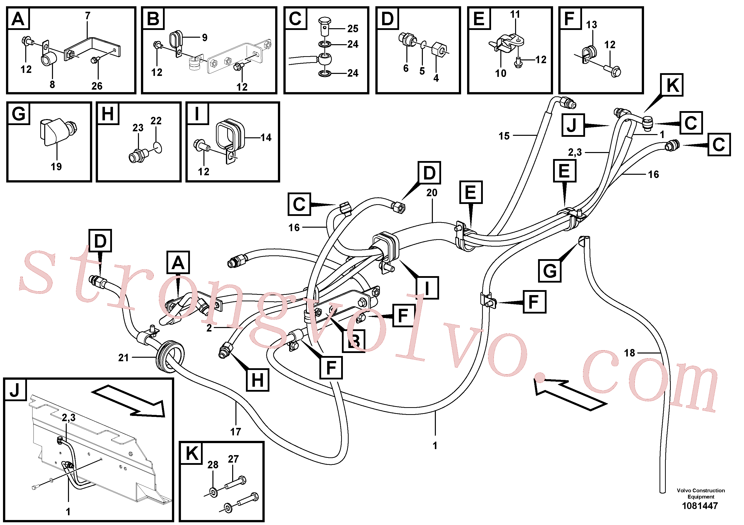 VOE14532534 Volvo Tubo de combustível - depósito de combustível(1081447 Montagem)