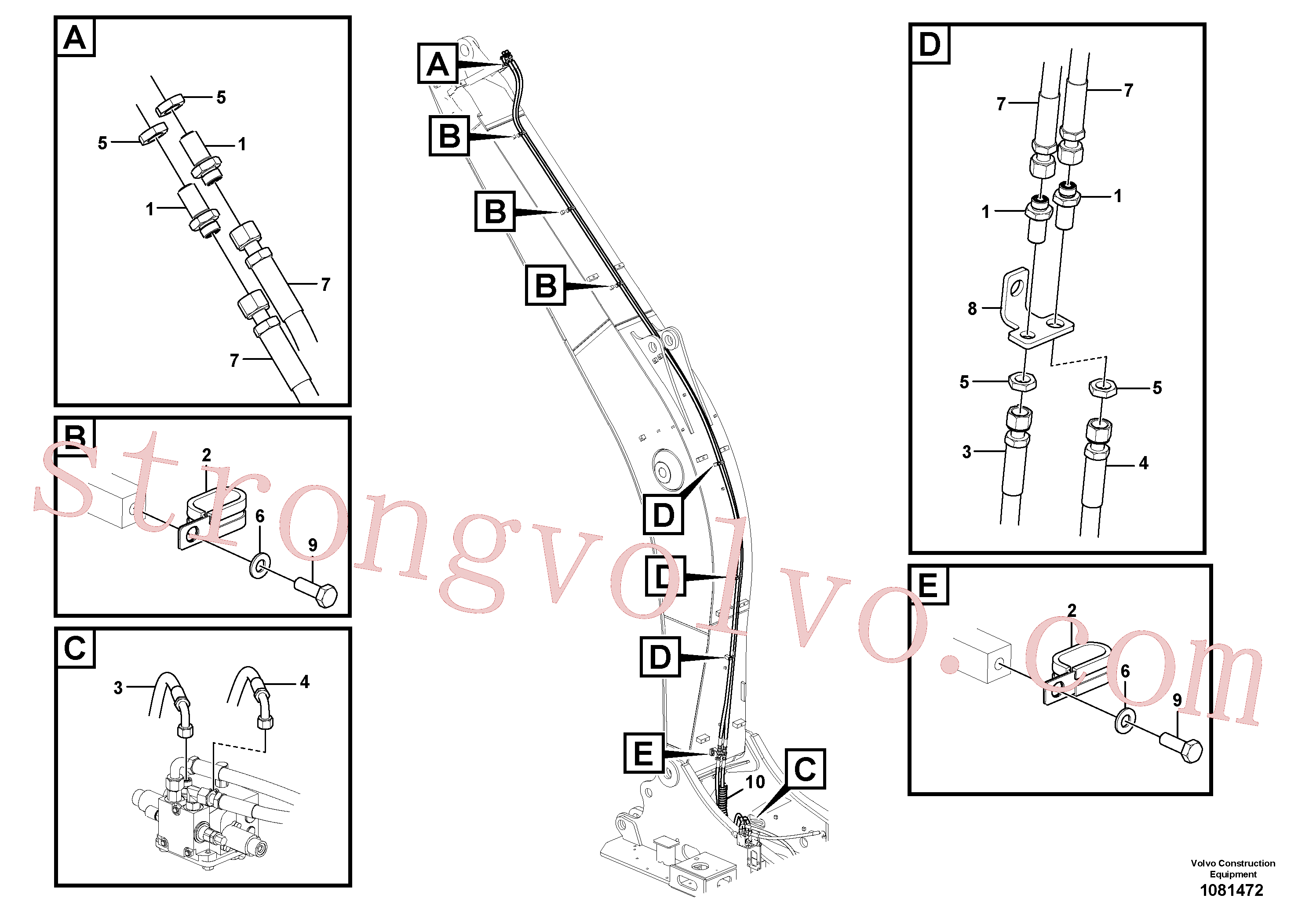 VOE938179 Volvo Hidráulica de serviço, inclinação e rotor na lança(1081472 Montagem)