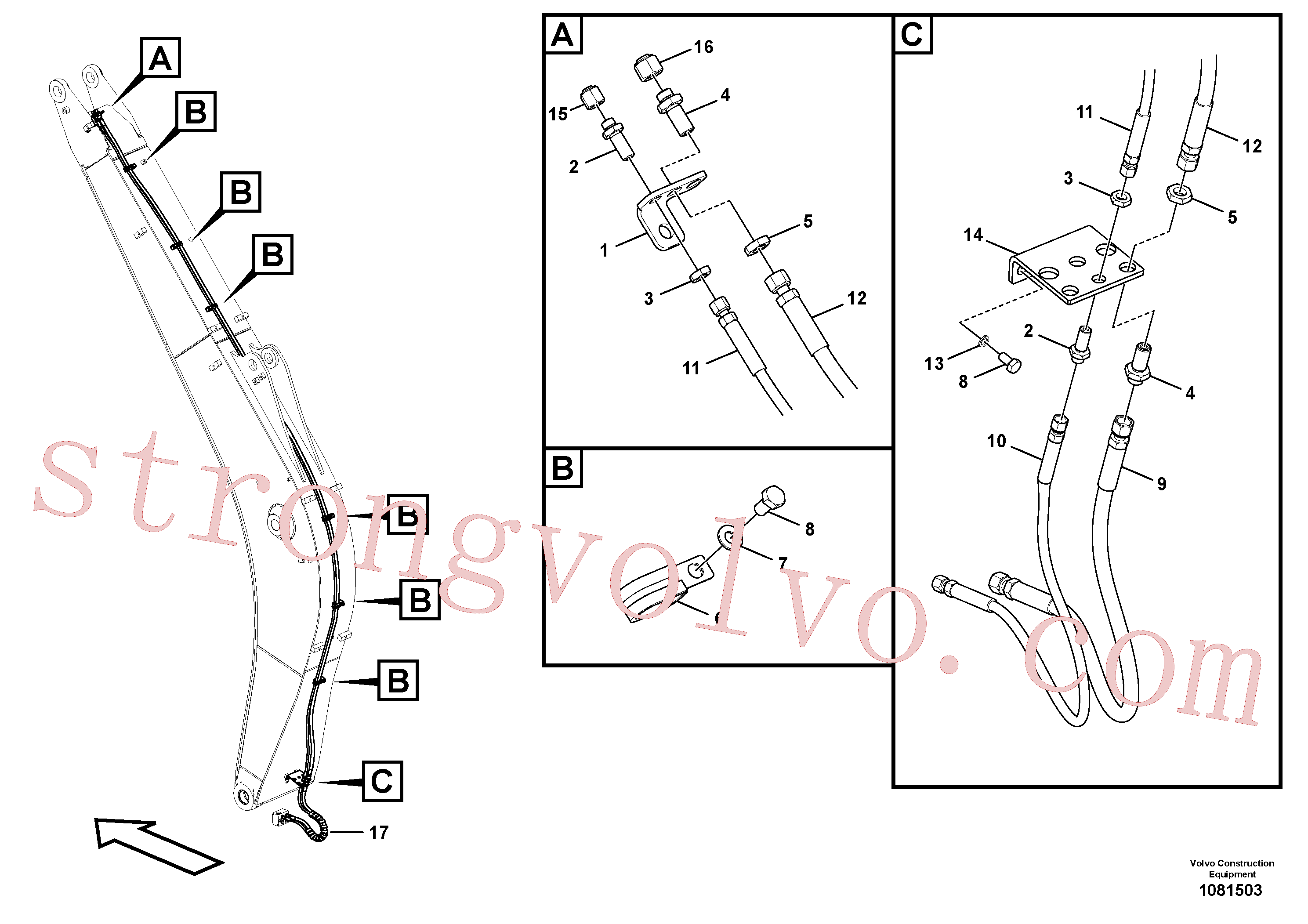 VOE15014435 Volvo Hidráulica de serviço, encaixe rápido na lança(1081503 Montagem)