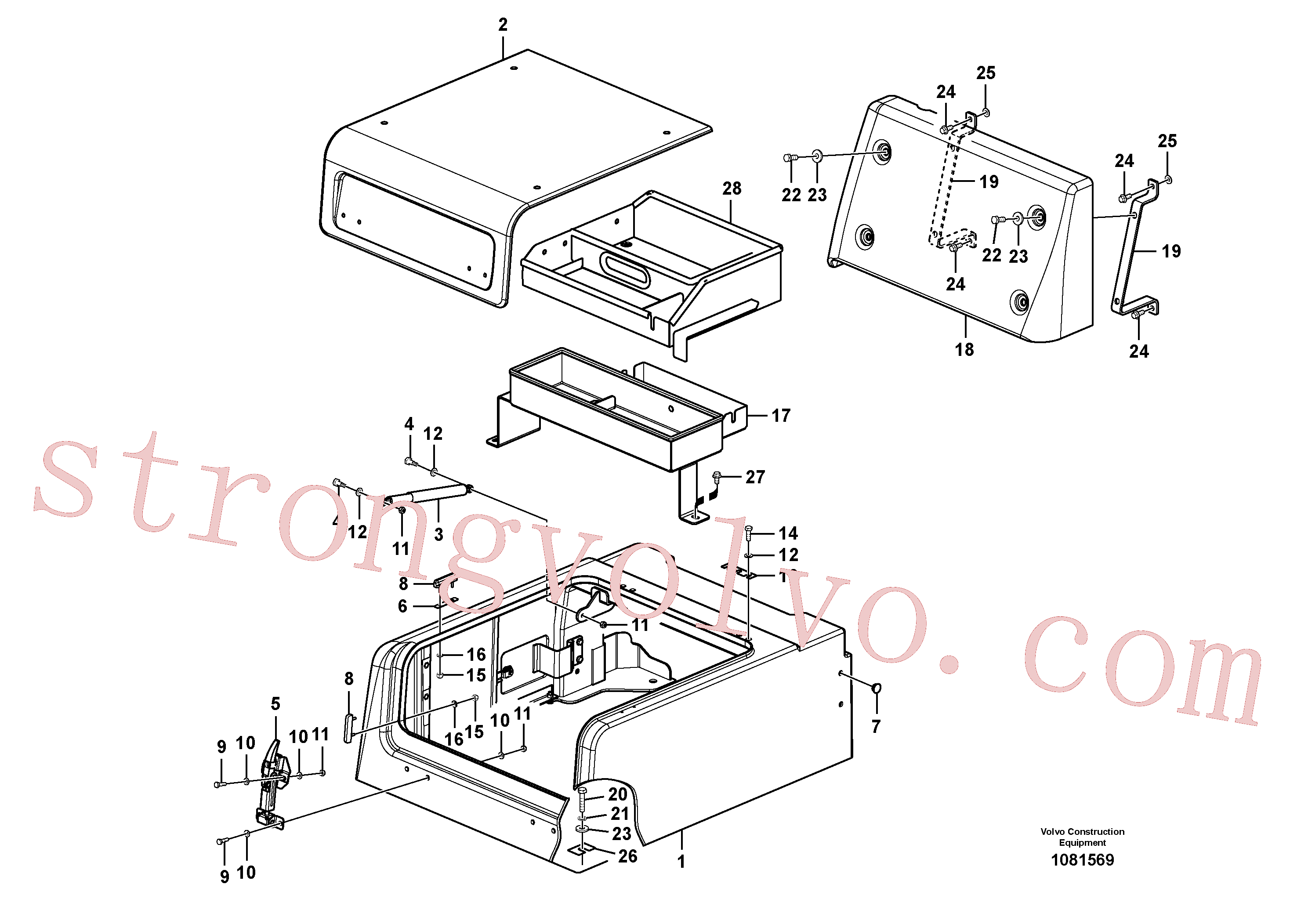 SA9742-30030 Volvo Caixa de ferramentas, blindagem(1081569 Montagem)