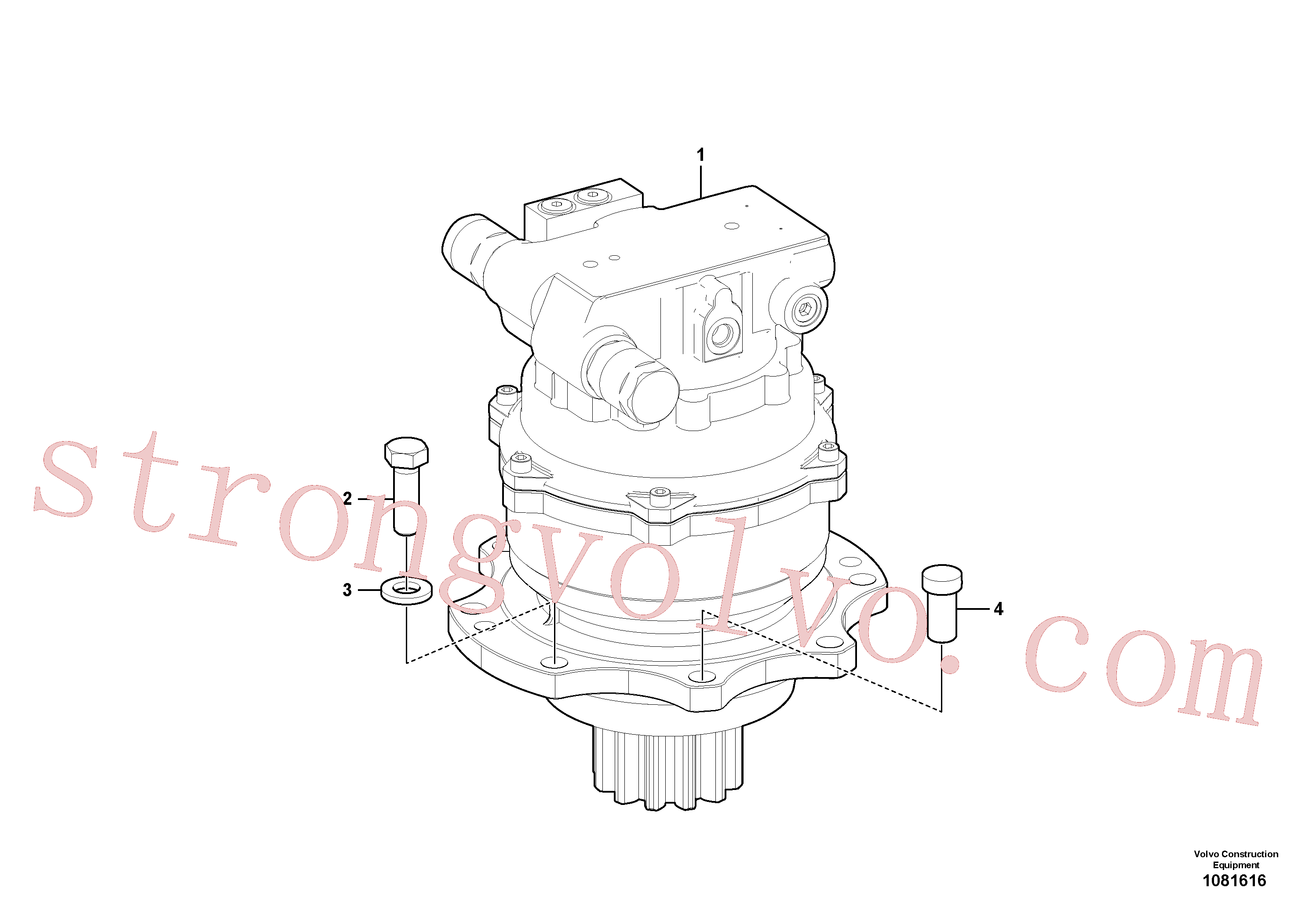 VOE14715563 Volvo Motor de rotação com peças de montagem(1081616 Montagem)
