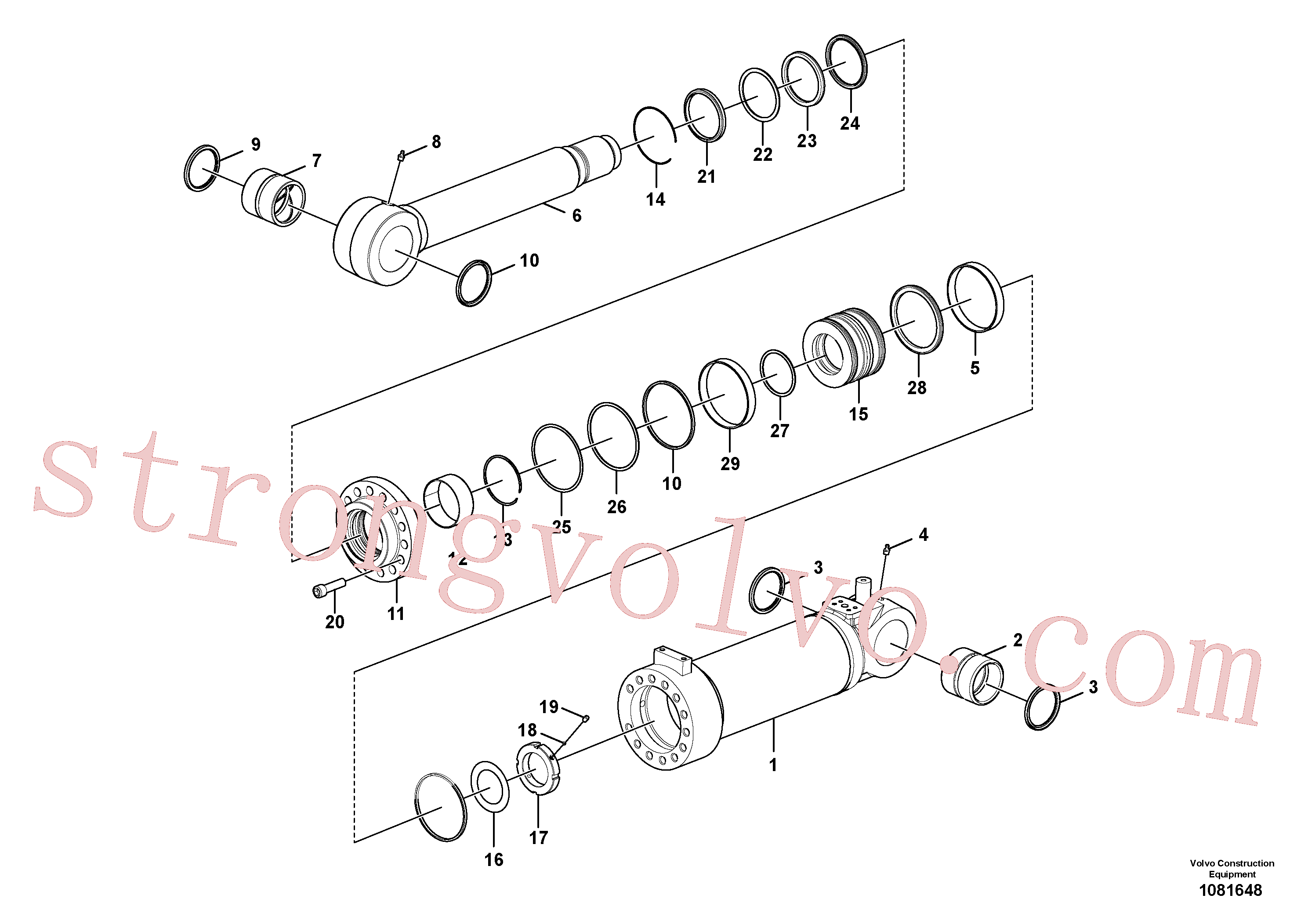 SA9563-20950 Volvo Cilindro da lâmina niveladora(1081648 Montagem)
