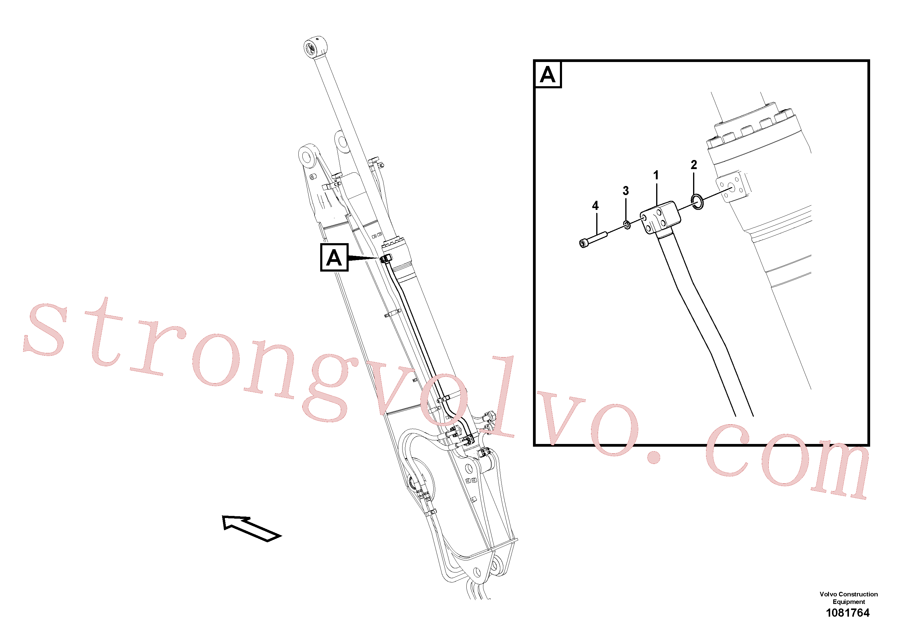 VOE14882685 Volvo Hidráulica de serviço, cilindro do braço de afundamento na lança ajustável(1081764 Montagem)