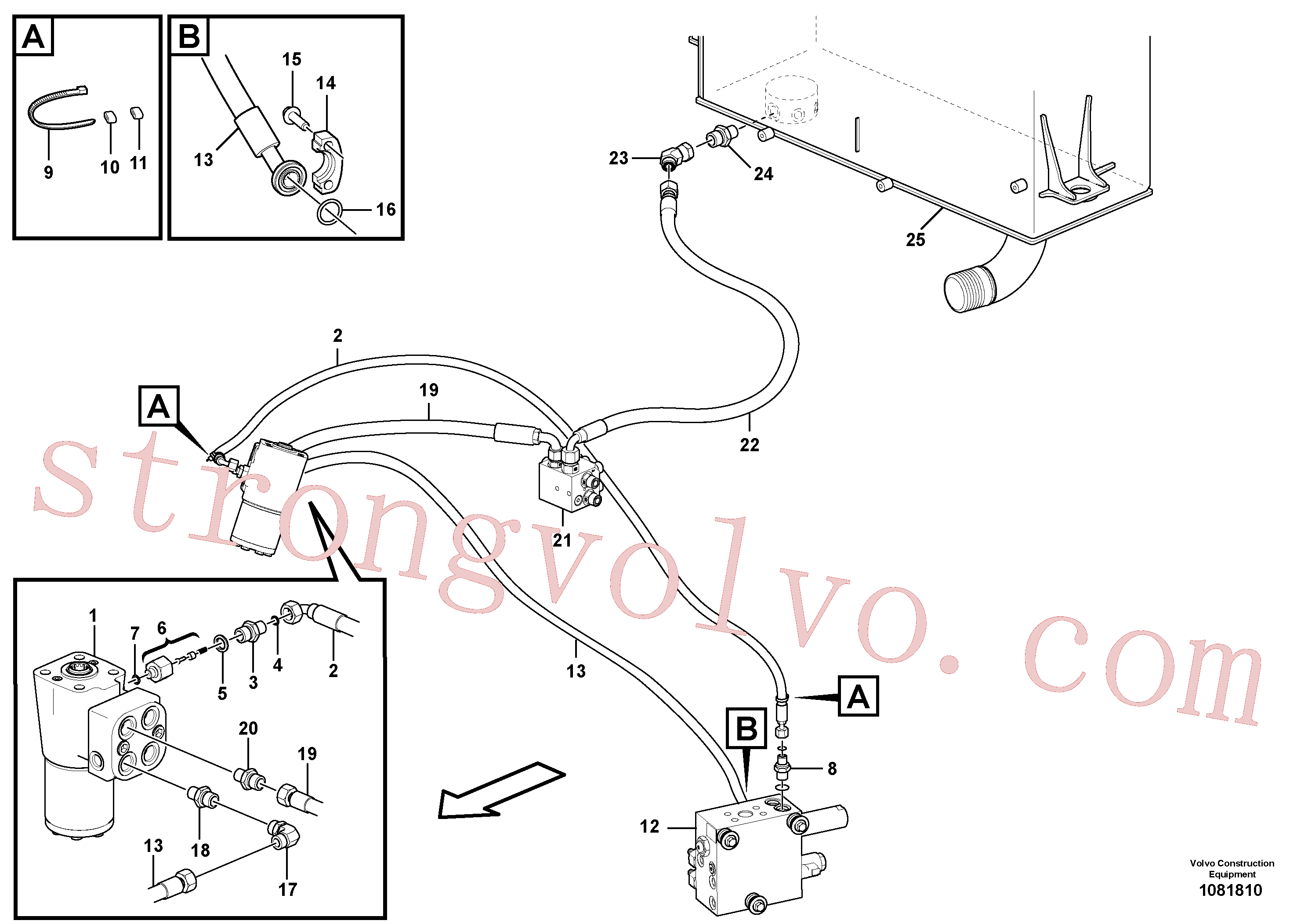 VOE4881456 Volvo Linhas do sistema da direcção, de pressão e de retorno(1081810 Montagem)