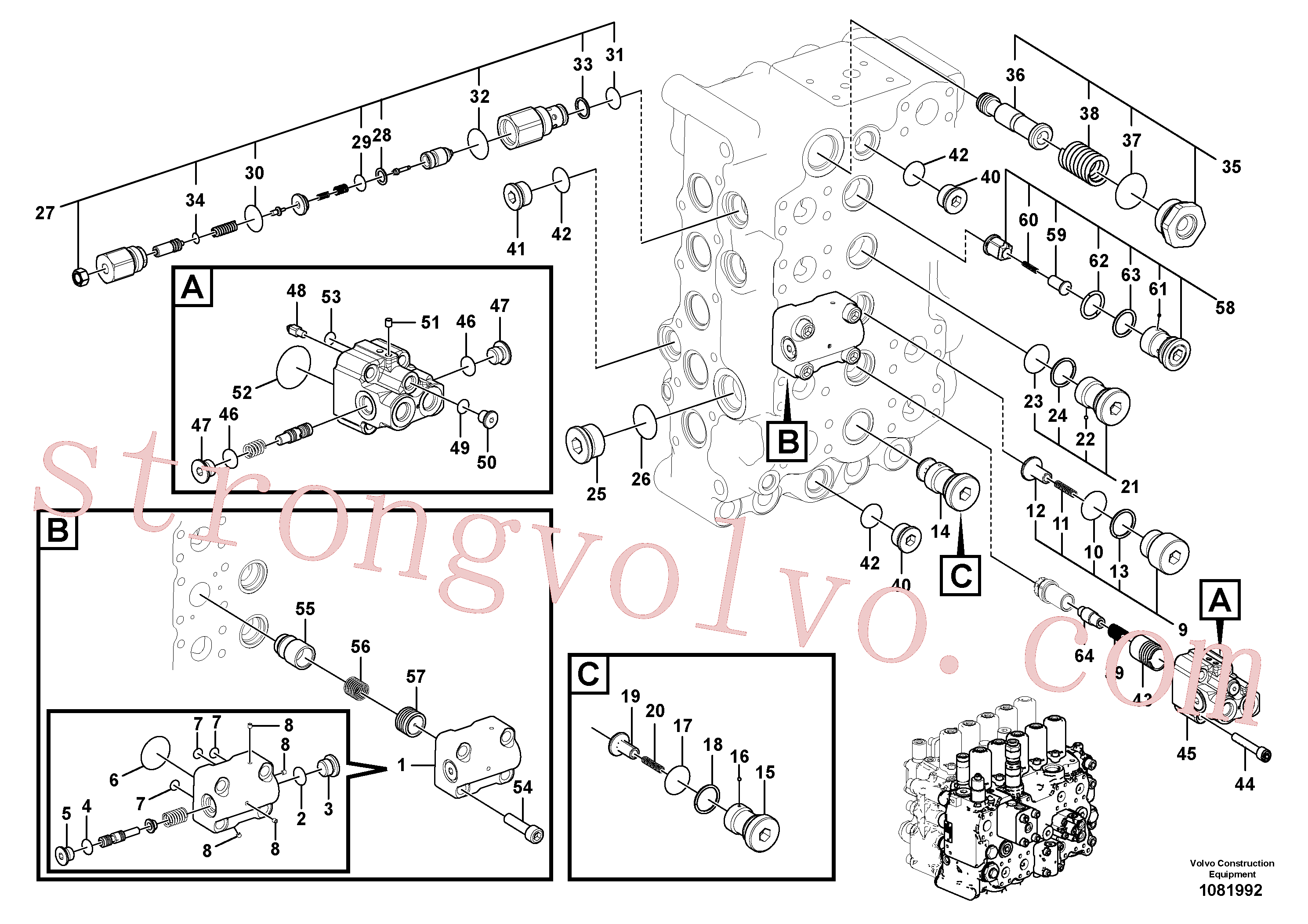 VOE14714211 Volvo Válvula mestra de comando(1081992 Montagem)