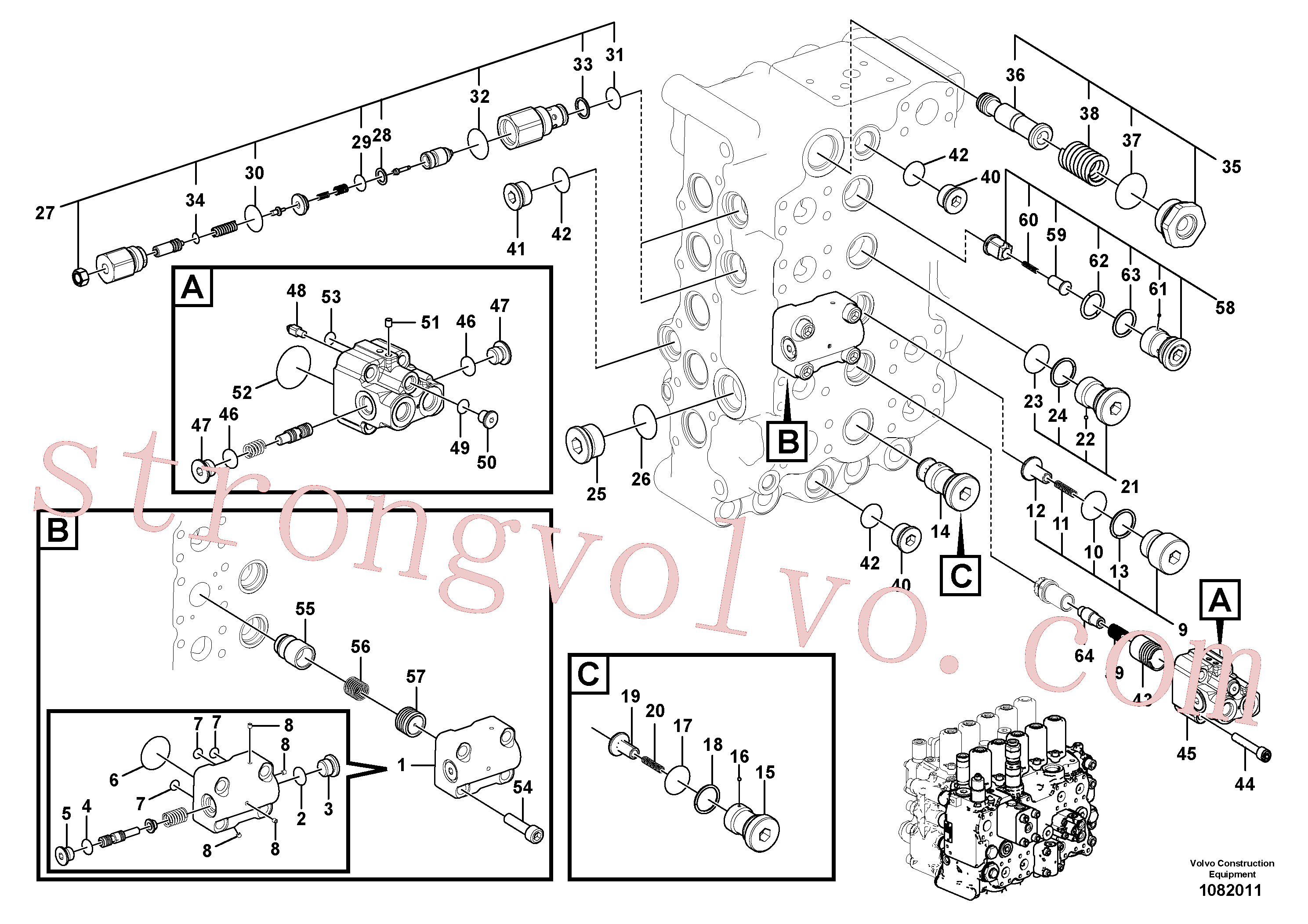 VOE14714210 Volvo Válvula mestra de comando(1082011 Montagem)