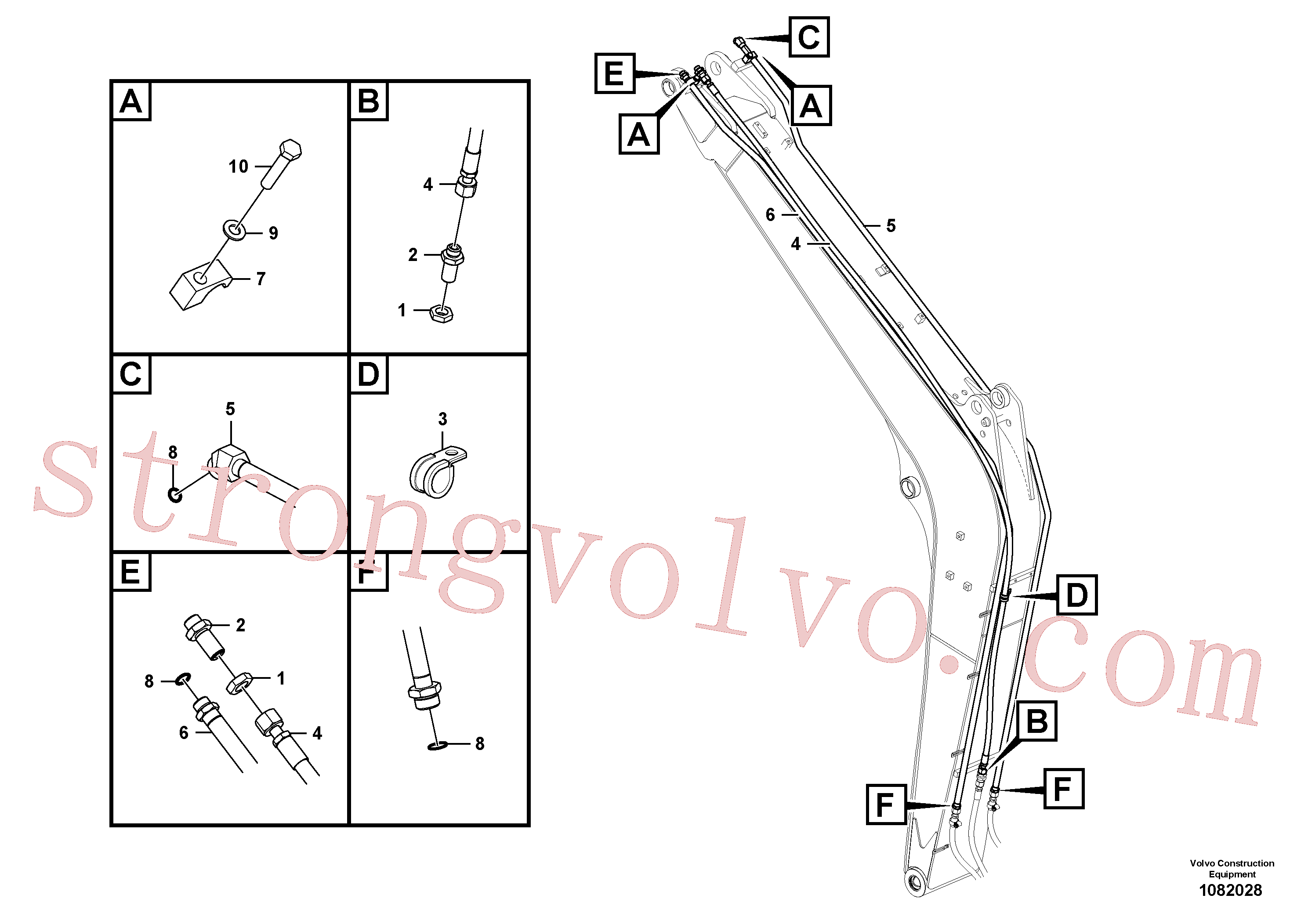 VOE14599936 Volvo Hidráulica de serviço, martelo e cortador para lança(1082028 Montagem)
