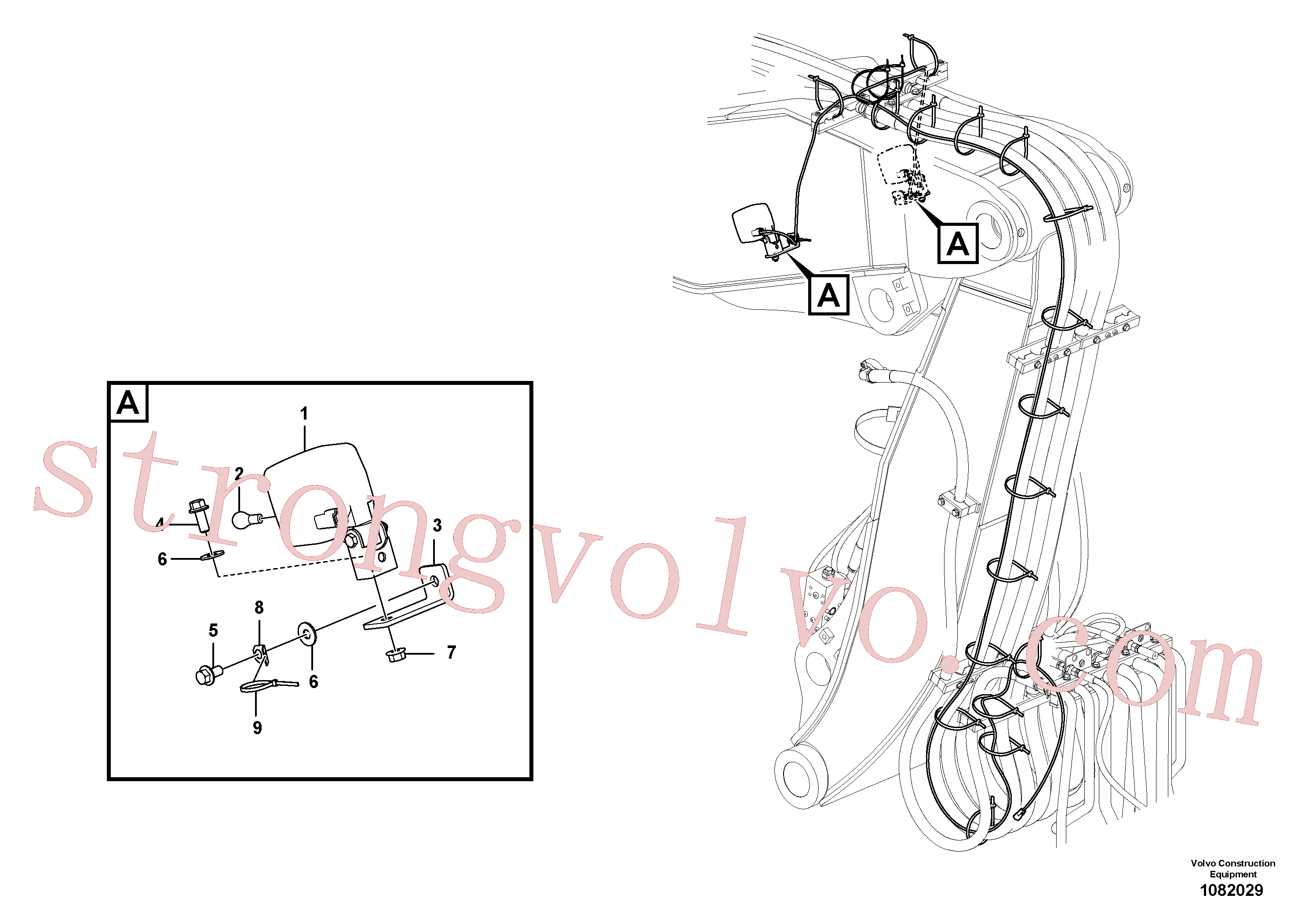 VOE990941 Volvo Luz de trabalho na lança(1082029 Montagem)