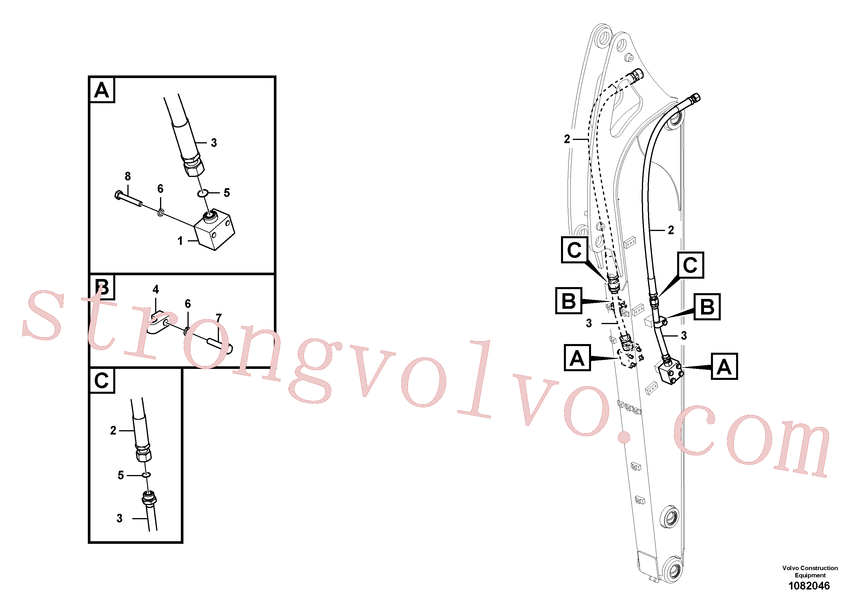 SA9011-21013 Volvo Hidráulica de serviço, martelo e cortador para braço de afundamento(1082046 Montagem)