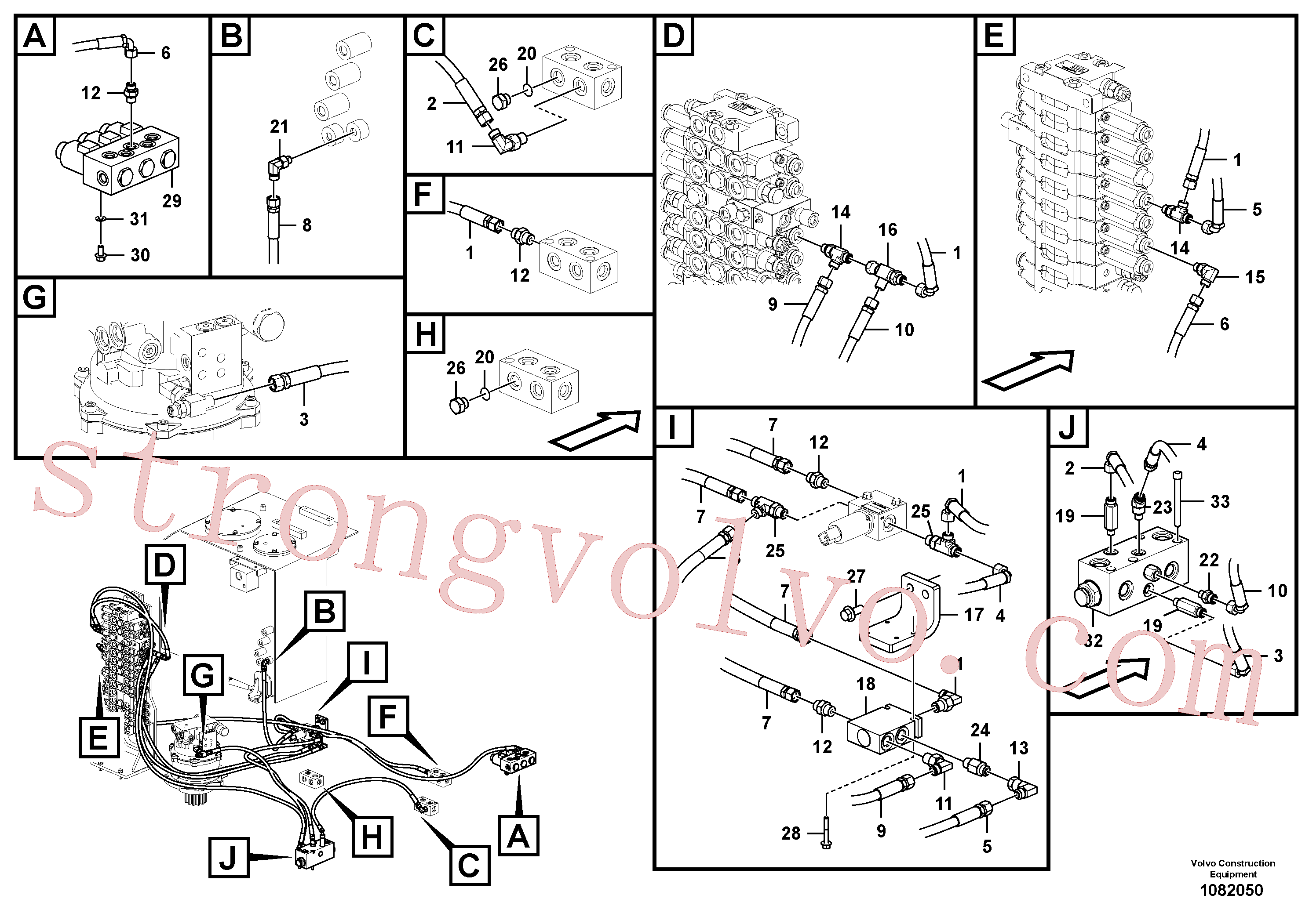 VOE15018776 Volvo Sistema servomotor, martelo e corte(1082050 Montagem)