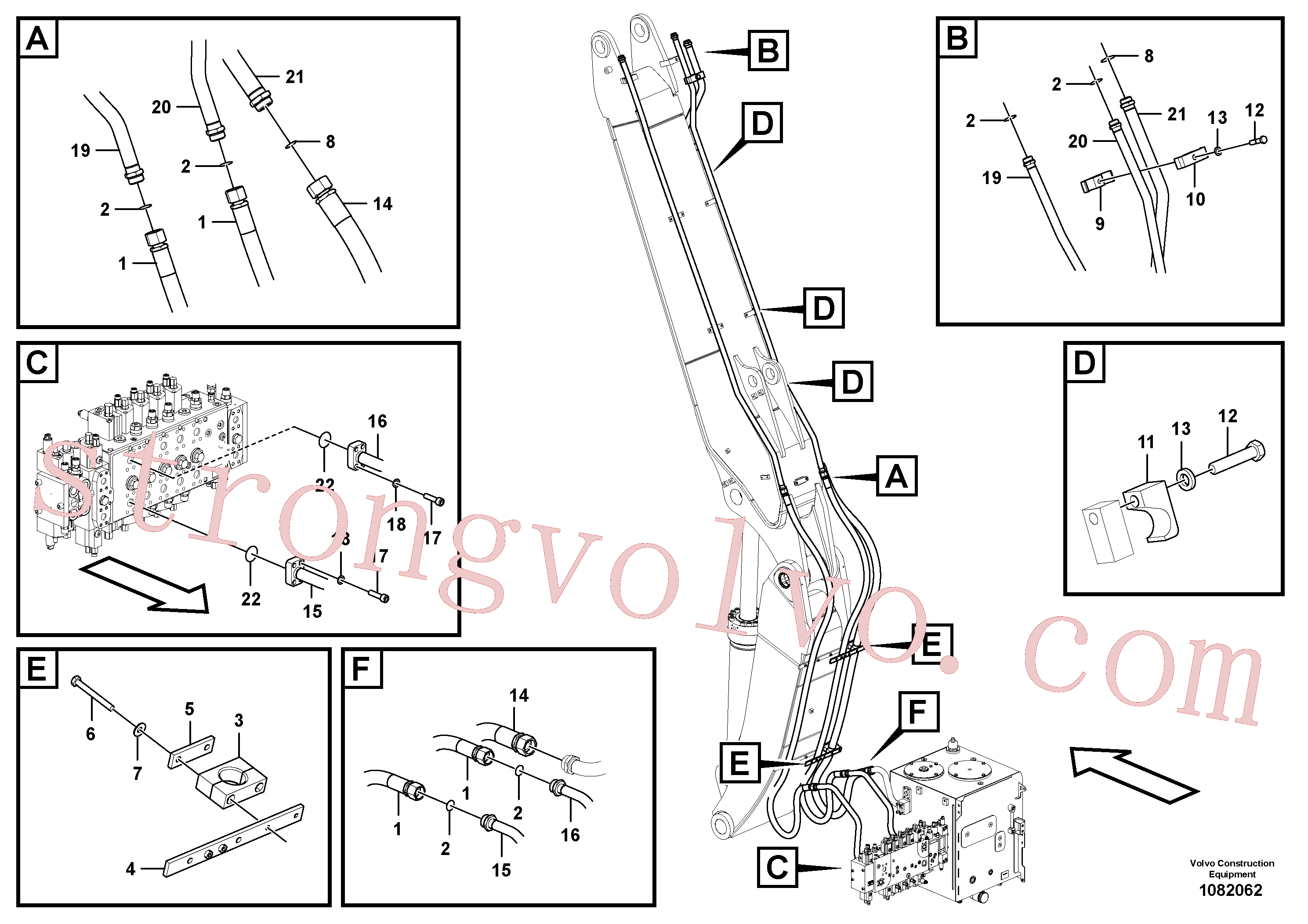 VOE14387067 Volvo Hidráulica de serviço, martelo e cortador para lança ajustável(1082062 Montagem)