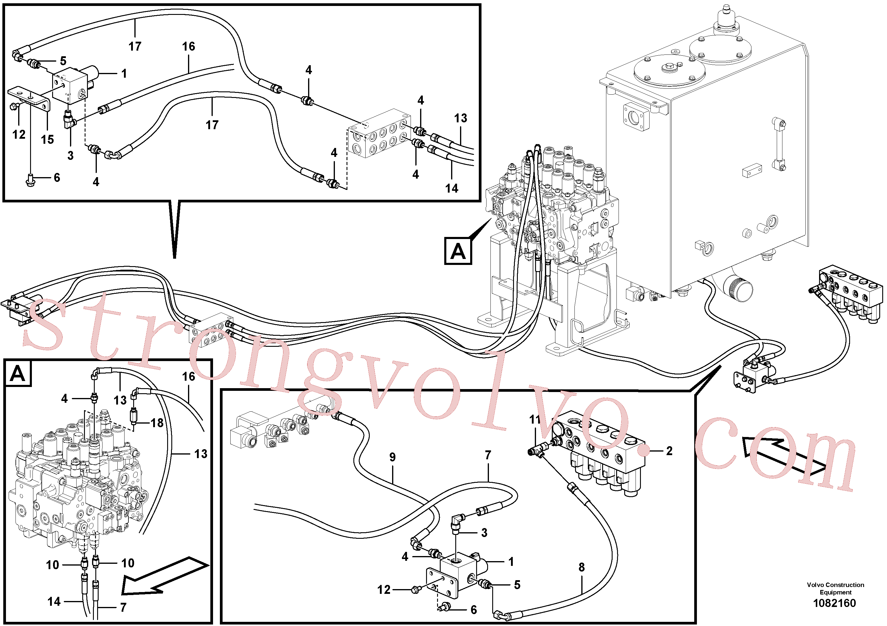 VOE15175243 Volvo Sistema servomotor, martelo e corte(1082160 Montagem)
