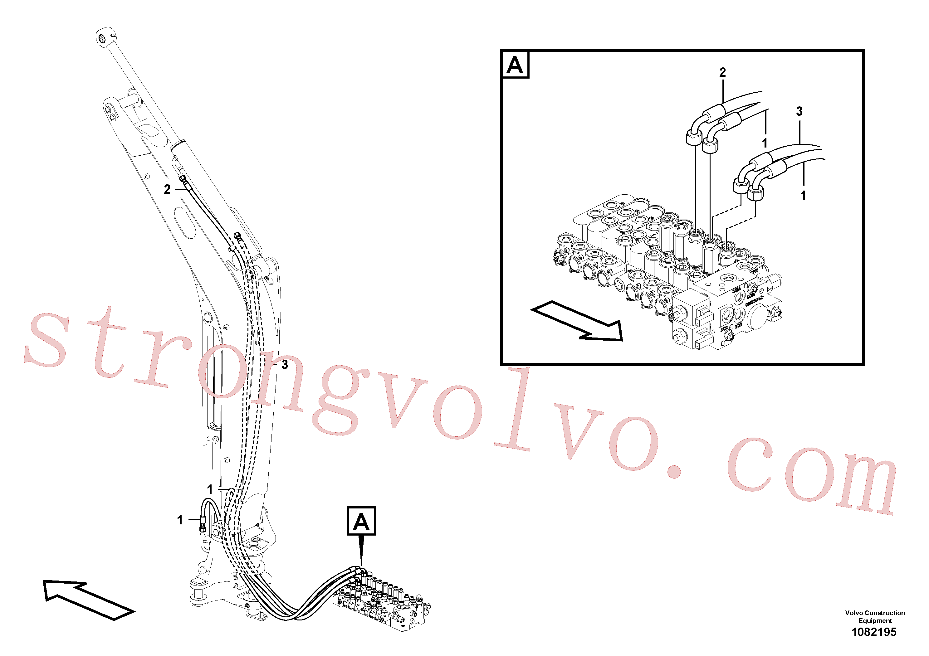 VOE15622155 Volvo Hidráulica de serviço, cilindro do braço de afundamento na lança.(1082195 Montagem)