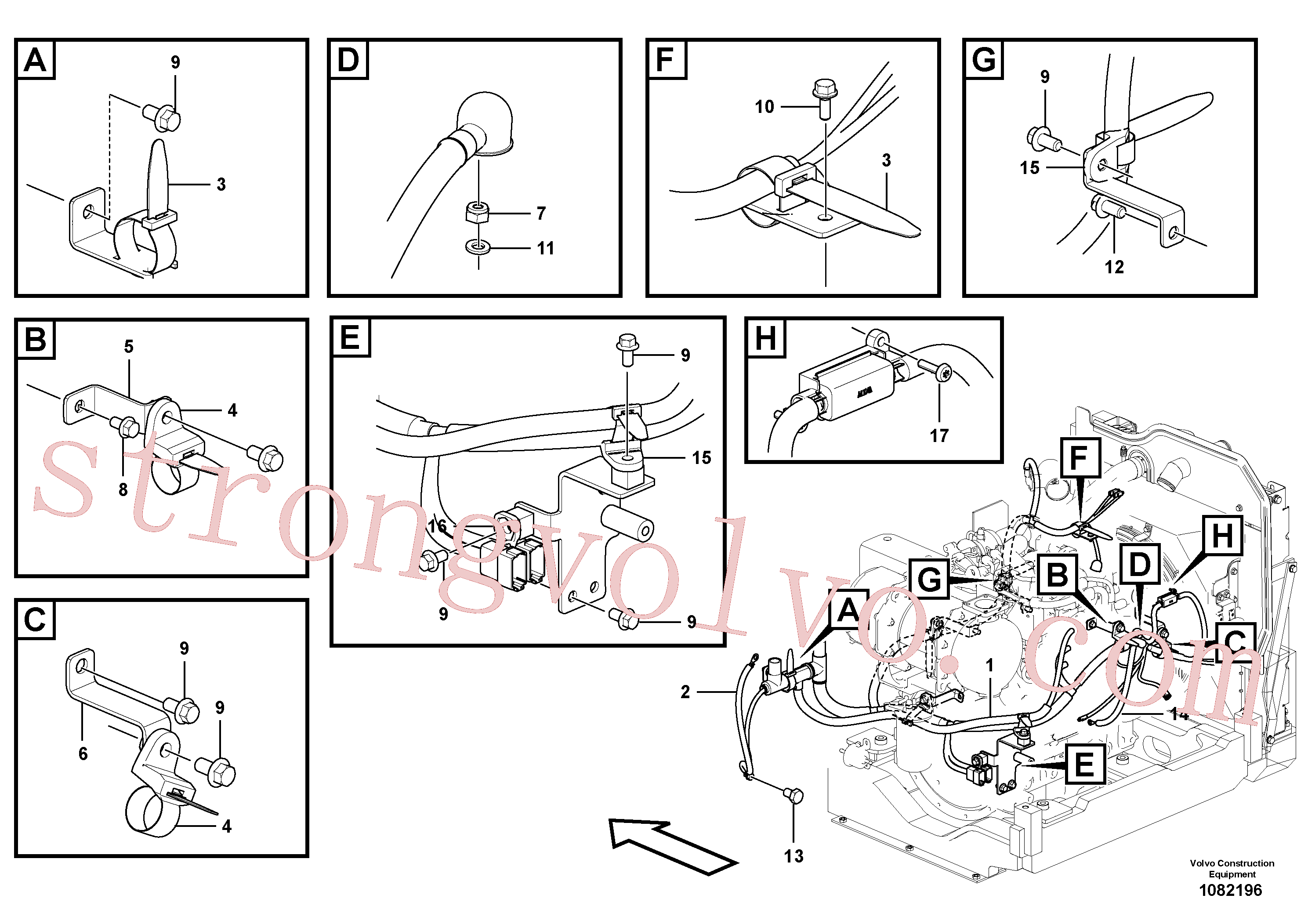 VOE14558808 Volvo Cablagem, motor(1082196 Montagem)