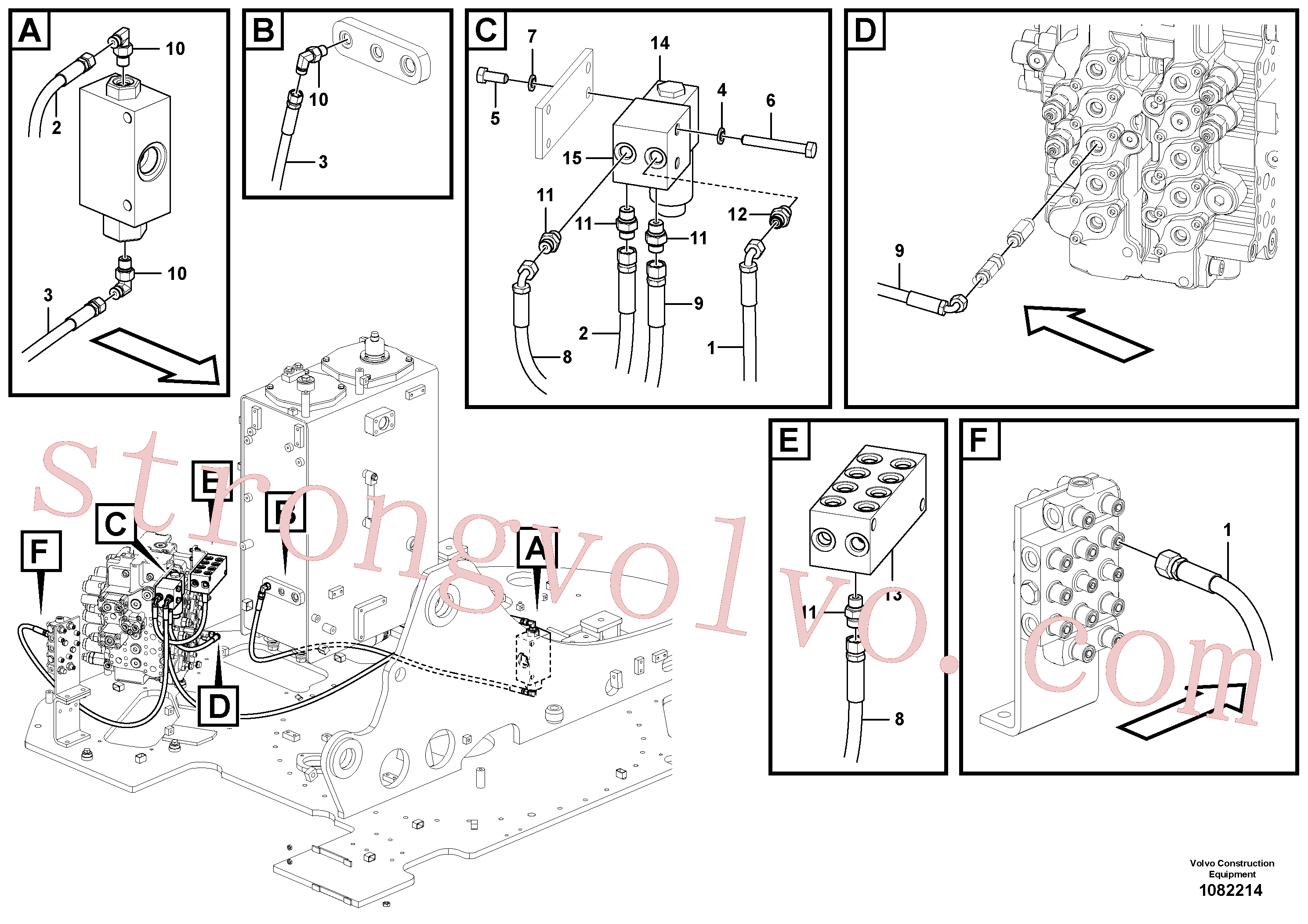 VOE14554004 Volvo Sistema servomotor, válvula de comando para válvula solenóide(1082214 Montagem)
