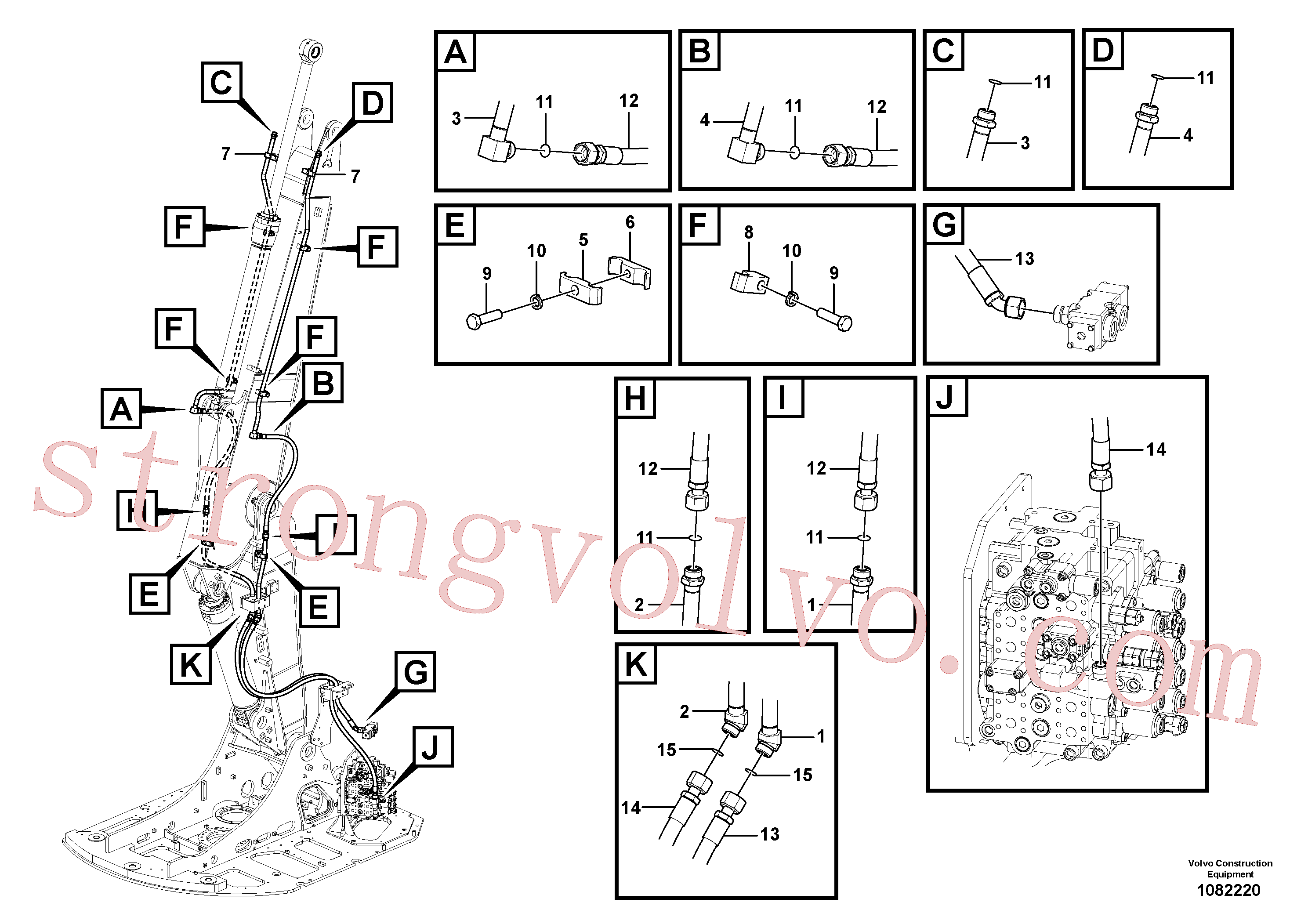 VOE14674108 Volvo Hidráulica de serviço, martelo e cortador para lança ajustável(1082220 Montagem)