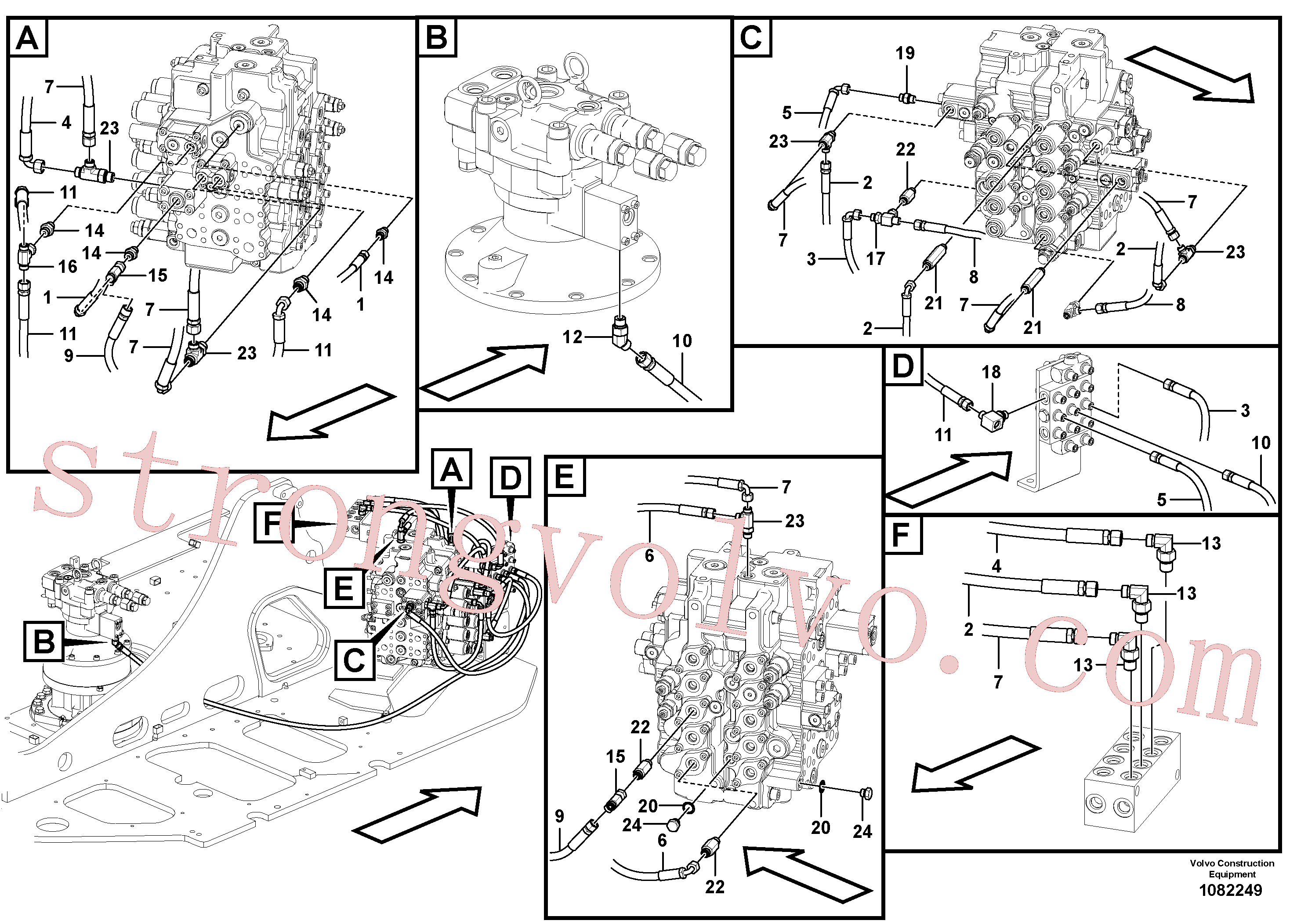 VOE937086 Volvo Sistema servomotor, tubagem da válvula de comando(1082249 Montagem)