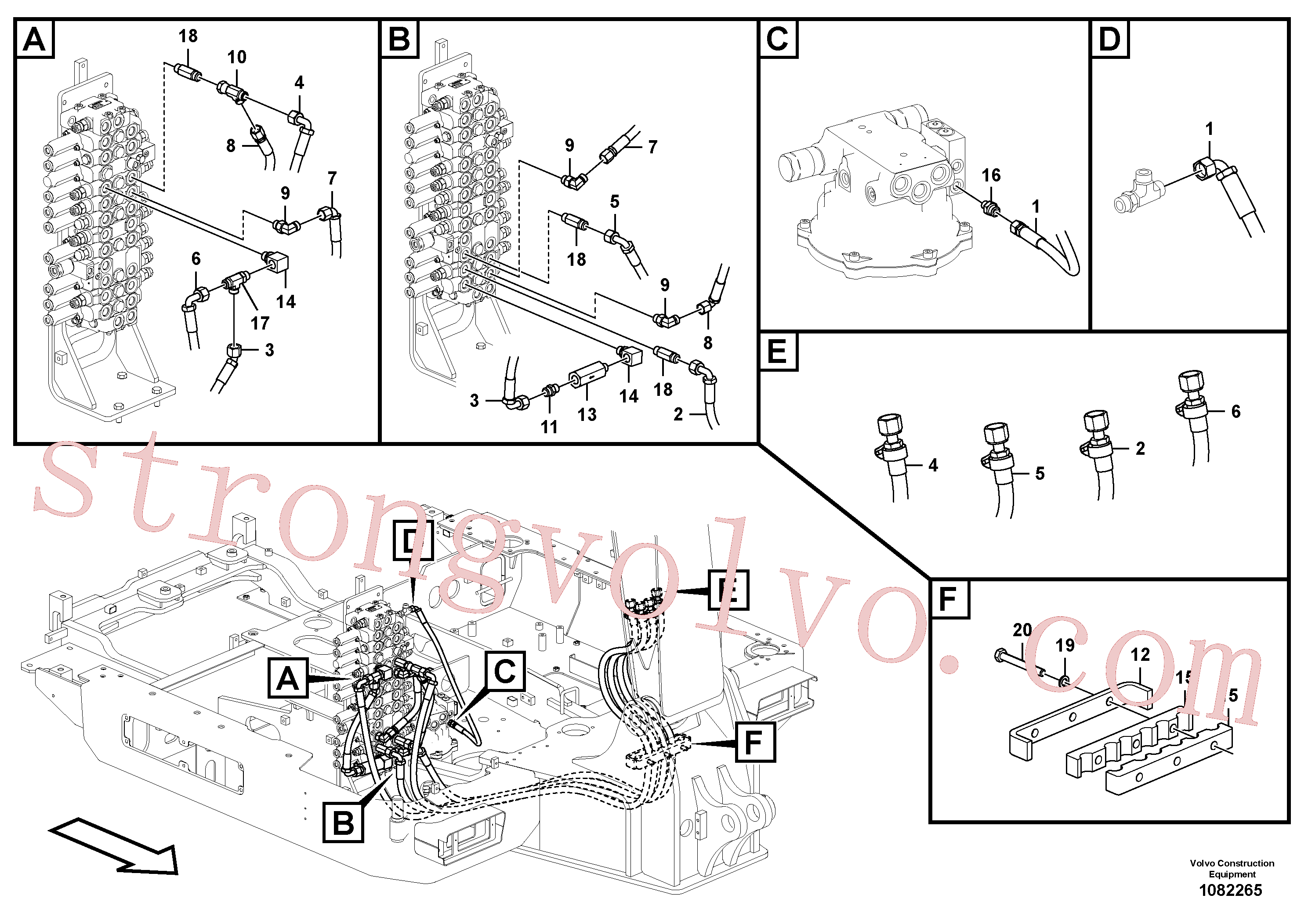 VOE14531090 Volvo Sistema hidráulico, válvula de comando da lança e articulação(1082265 Montagem)