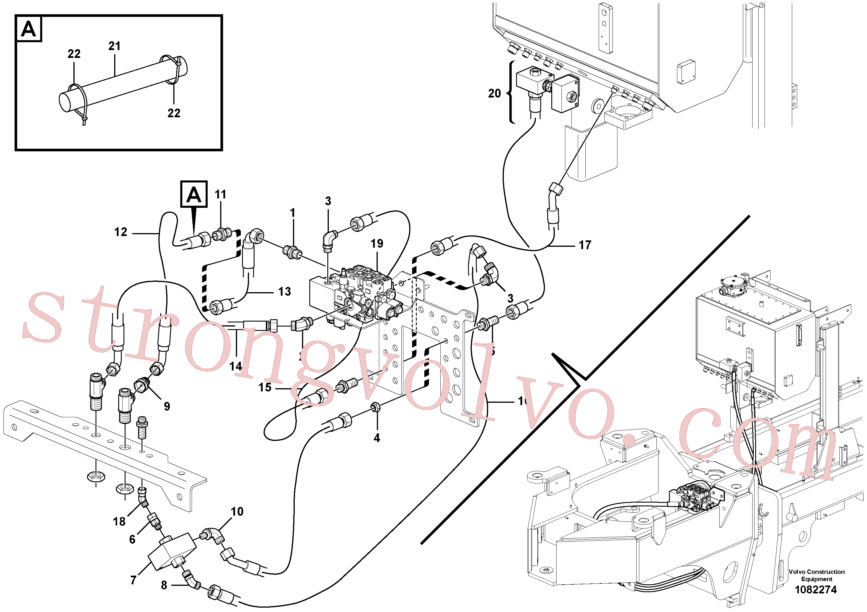 VOE936665 Volvo Circuito auxiliar de 2 bancos de montagem dianteira - tanque à válvula(1082274 Montagem)