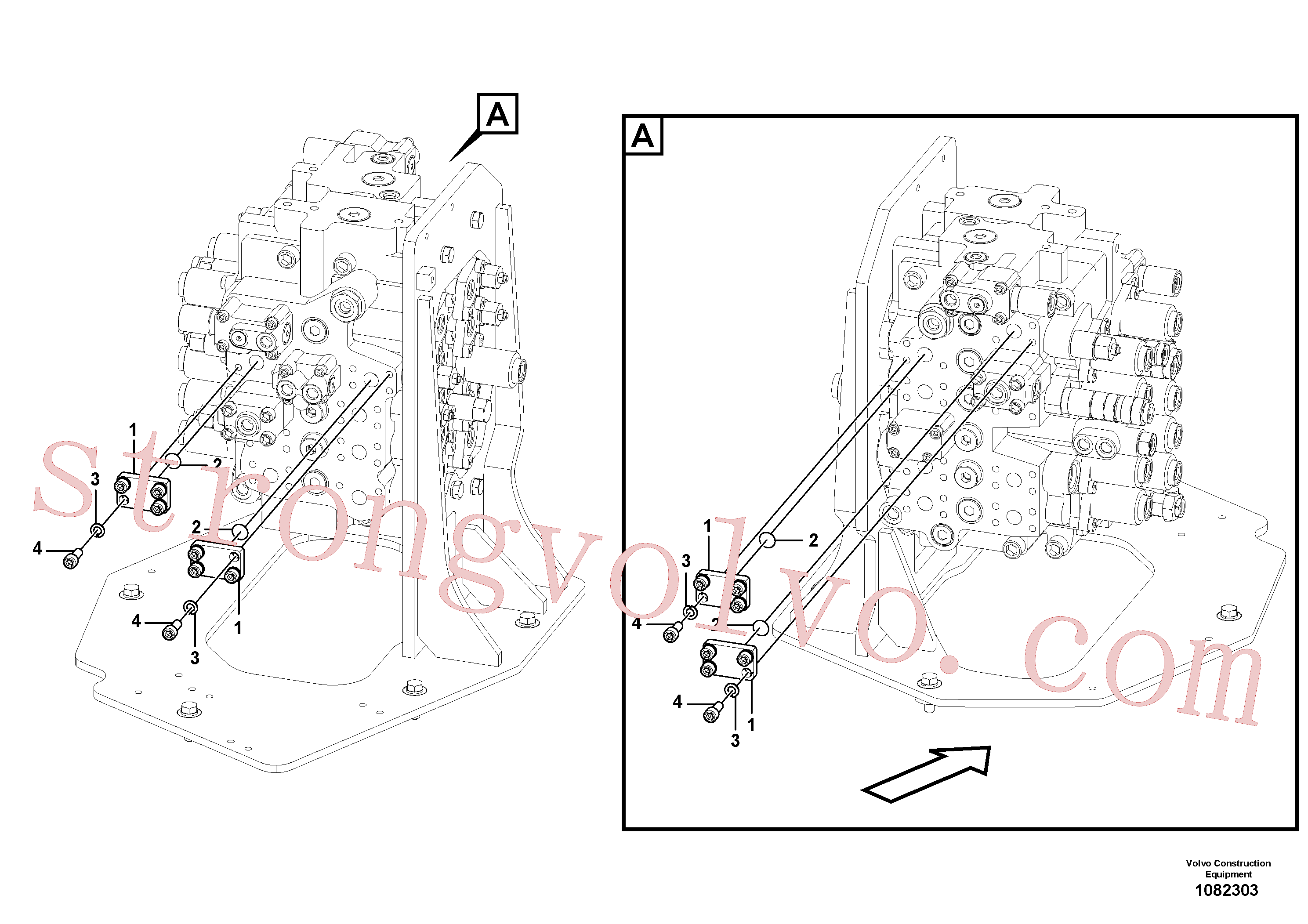 VOE14543987 Volvo Sistema hidráulico, válvula de comando da lança e articulação(1082303 Montagem)
