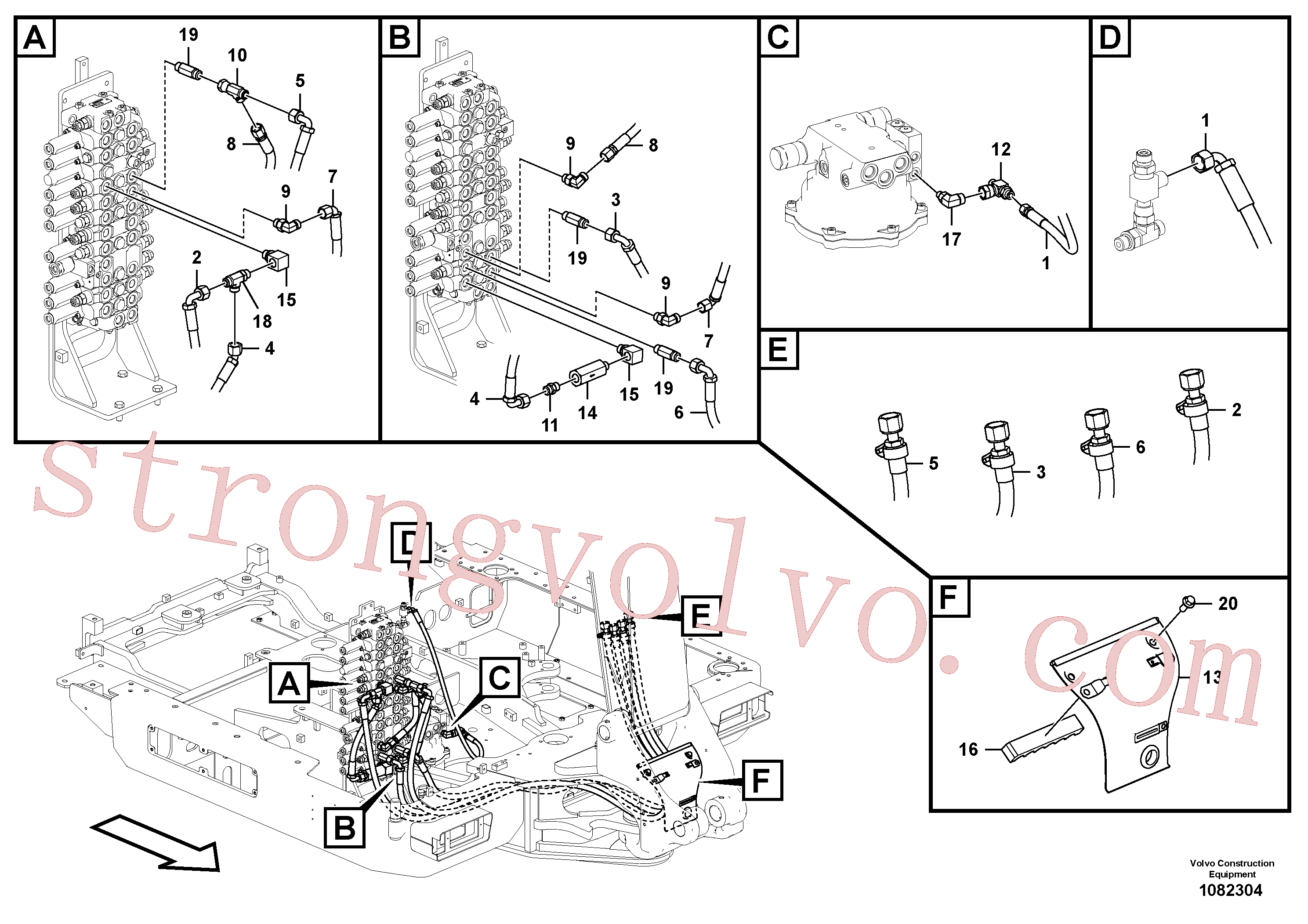 VOE15800278 Volvo Sistema hidráulico, válvula de comando da lança e articulação(1082304 Montagem)