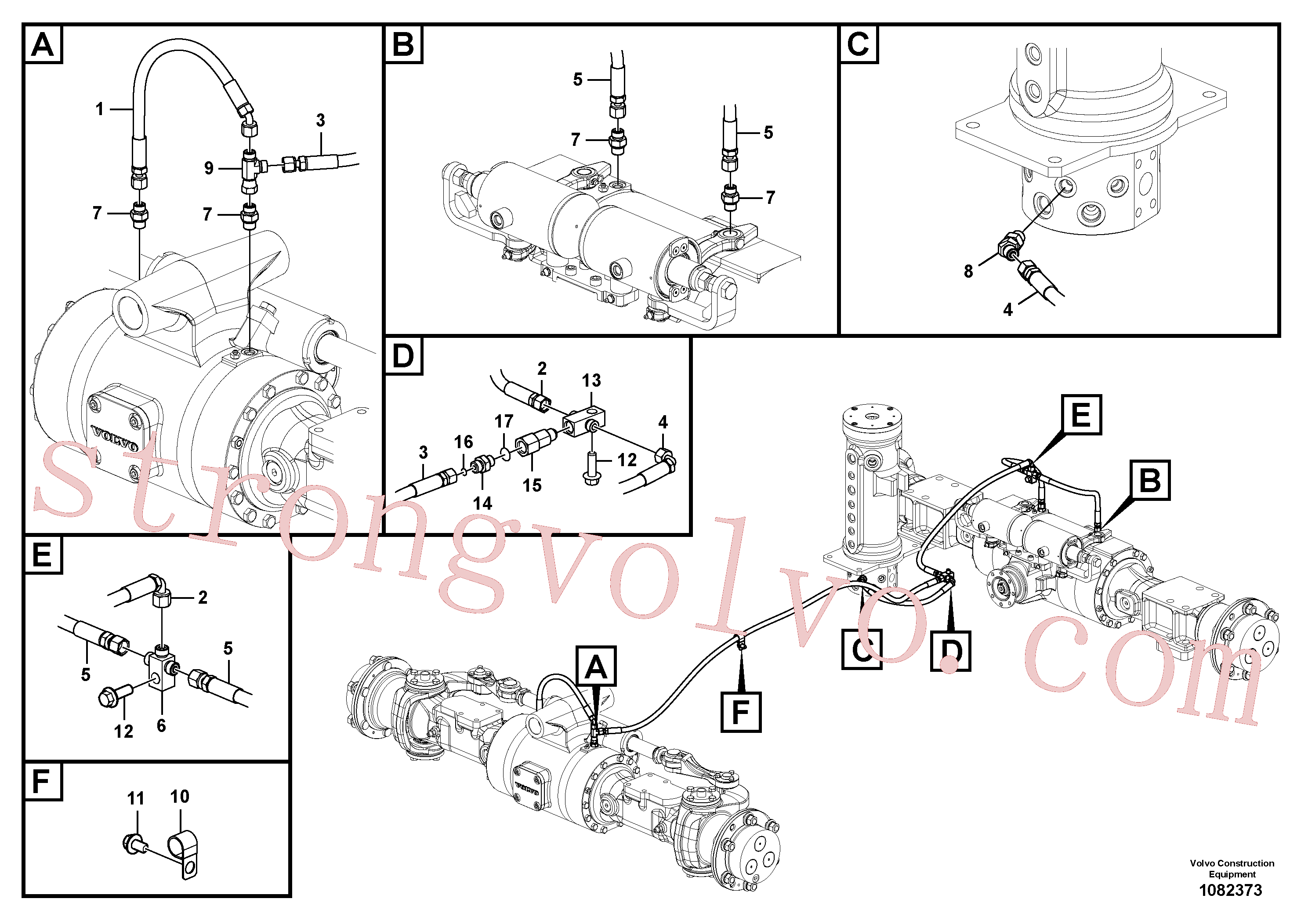 VOE936406 Volvo Sistema hidráulico, linha de travão inferior(1082373 Montagem)