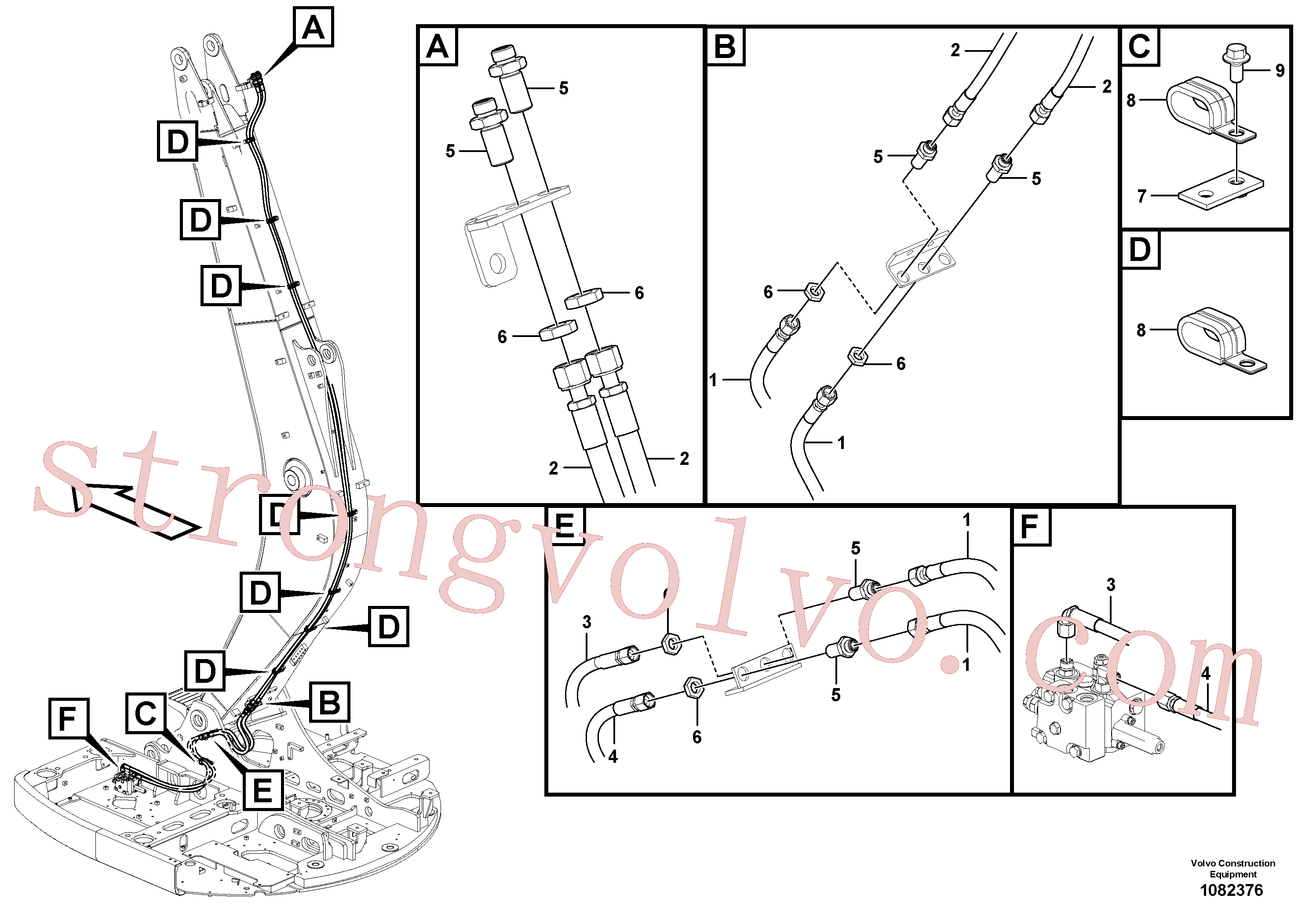 VOE14570353 Volvo Hidráulica de serviço, inclinação e rotor na lança(1082376 Montagem)