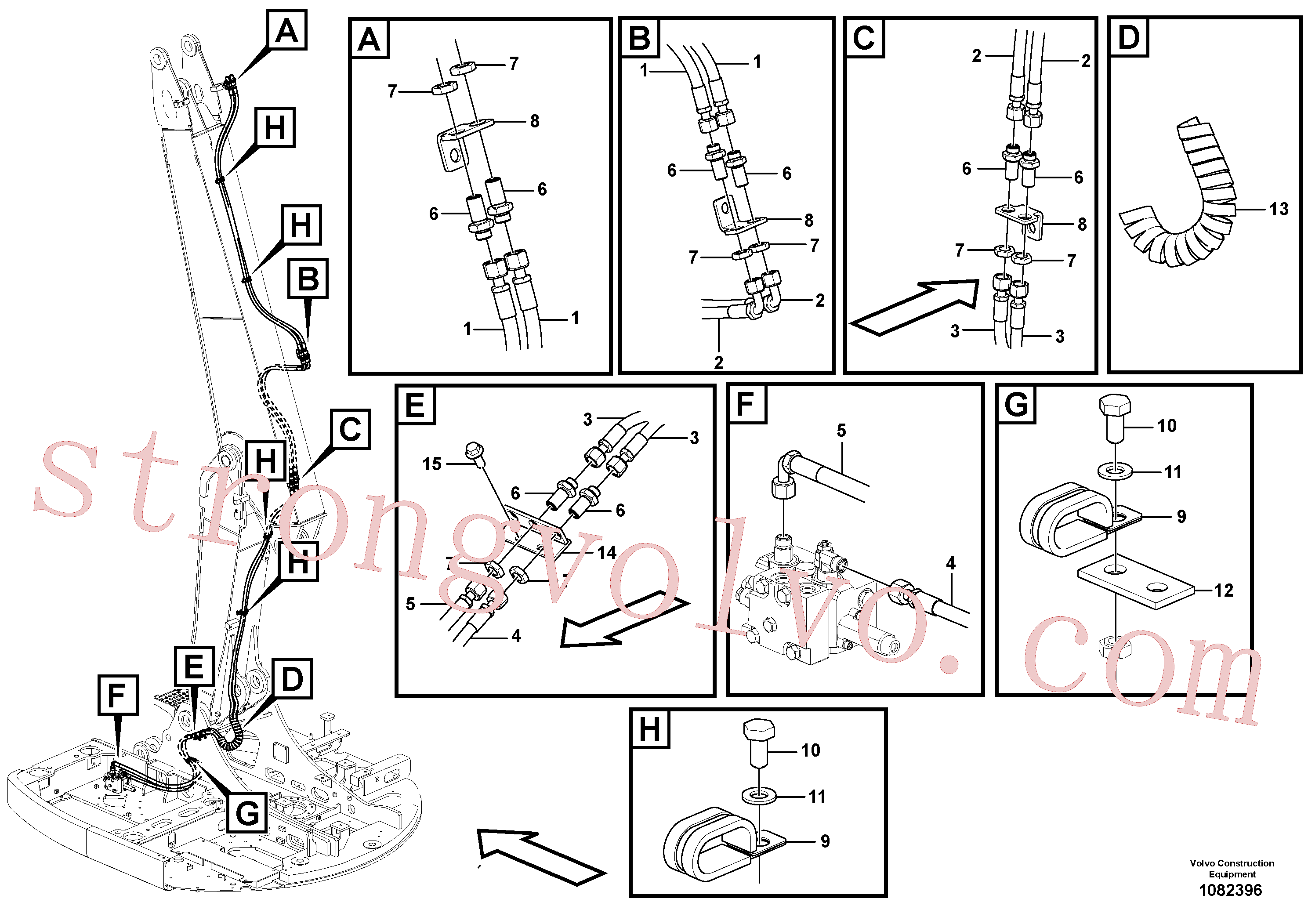 VOE938239 Volvo Hidráulica de serviço, inclinação e rotor na lança ajustável(1082396 Montagem)