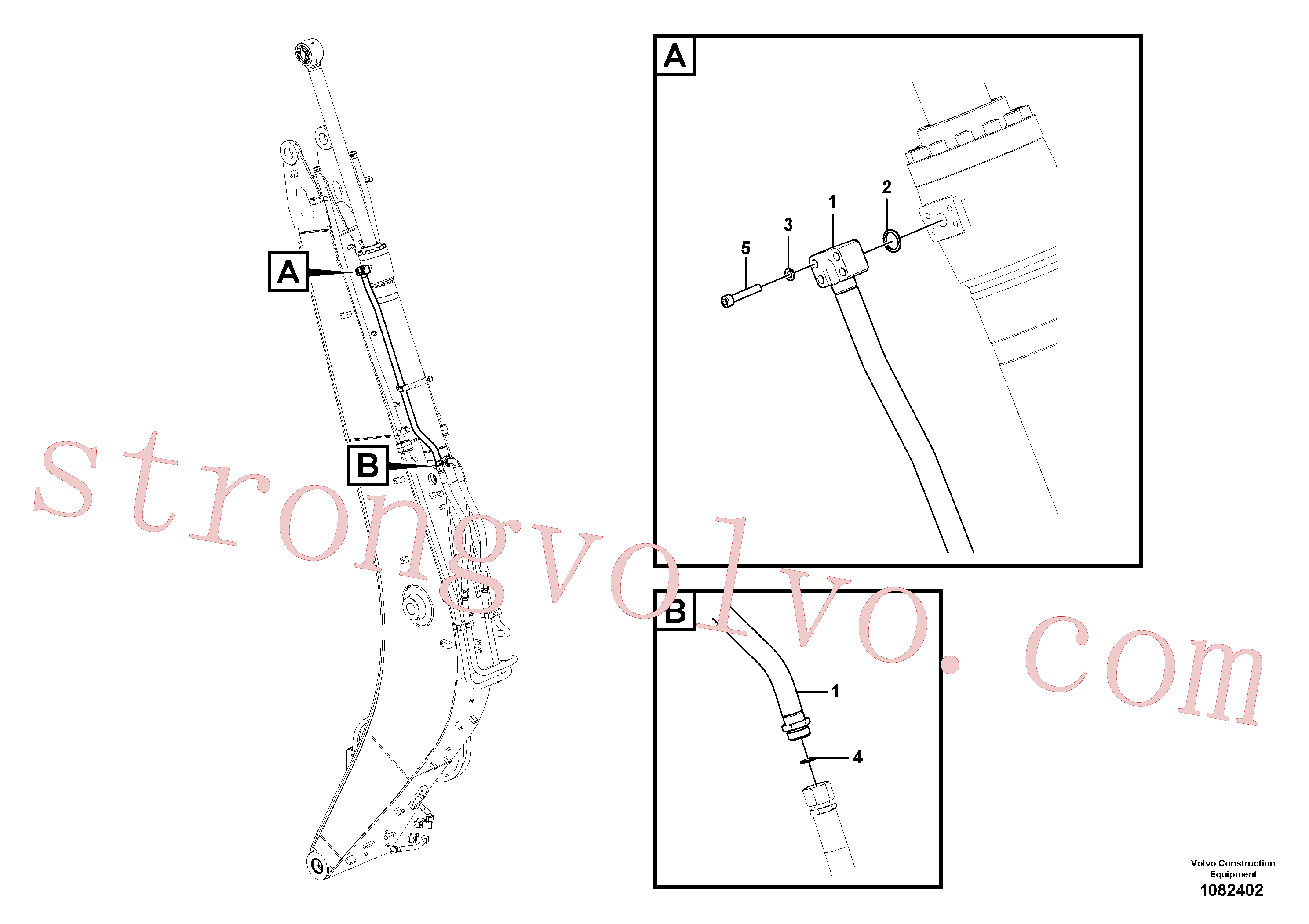 VOE984349 Volvo Hidráulica de serviço, cilindro do braço de afundamento na lança.(1082402 Montagem)