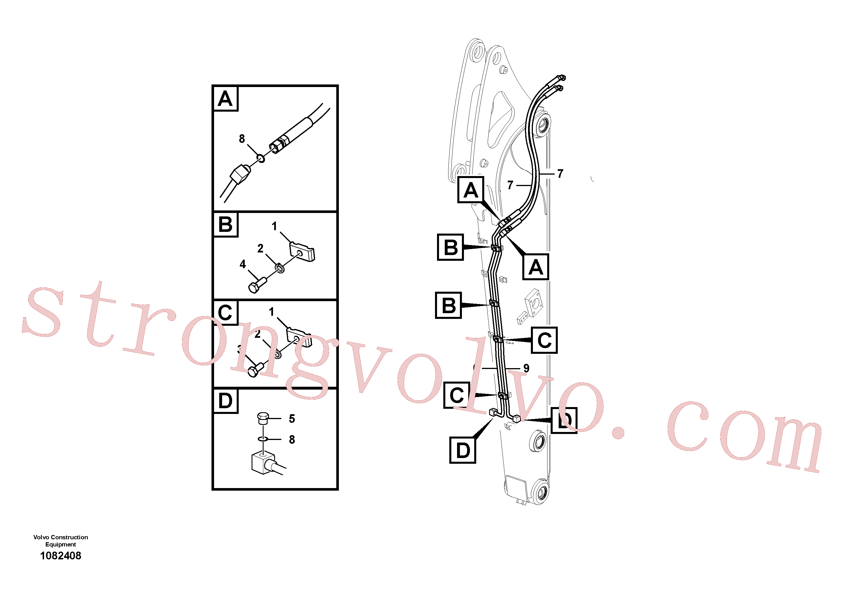 VOE14574833 Volvo Hidráulica de serviço, encaixe rápido no braço de afundamento(1082408 Montagem)