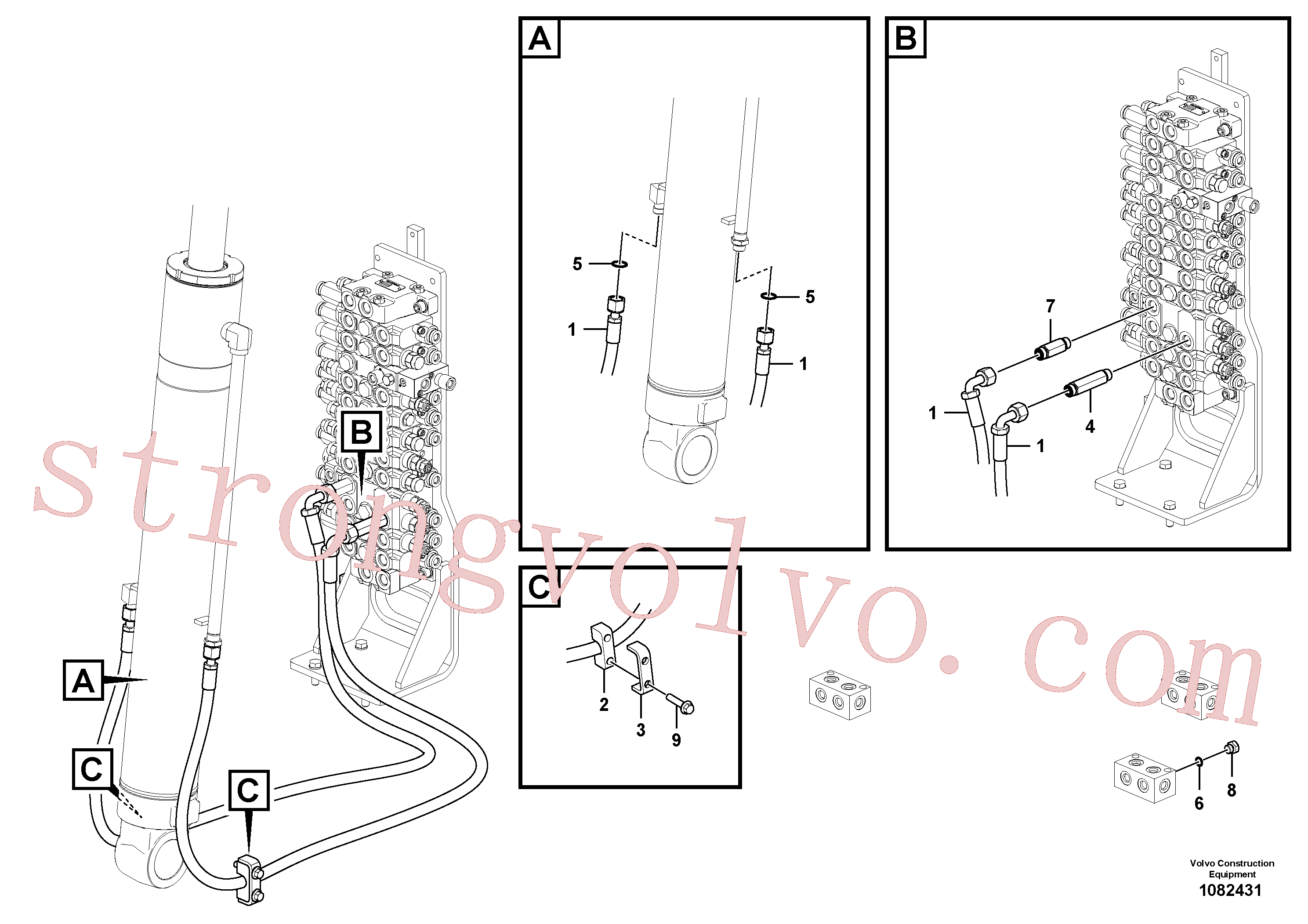 VOE14504577 Volvo Hidráulica de serviço, cilindro da lança(1082431 Montagem)