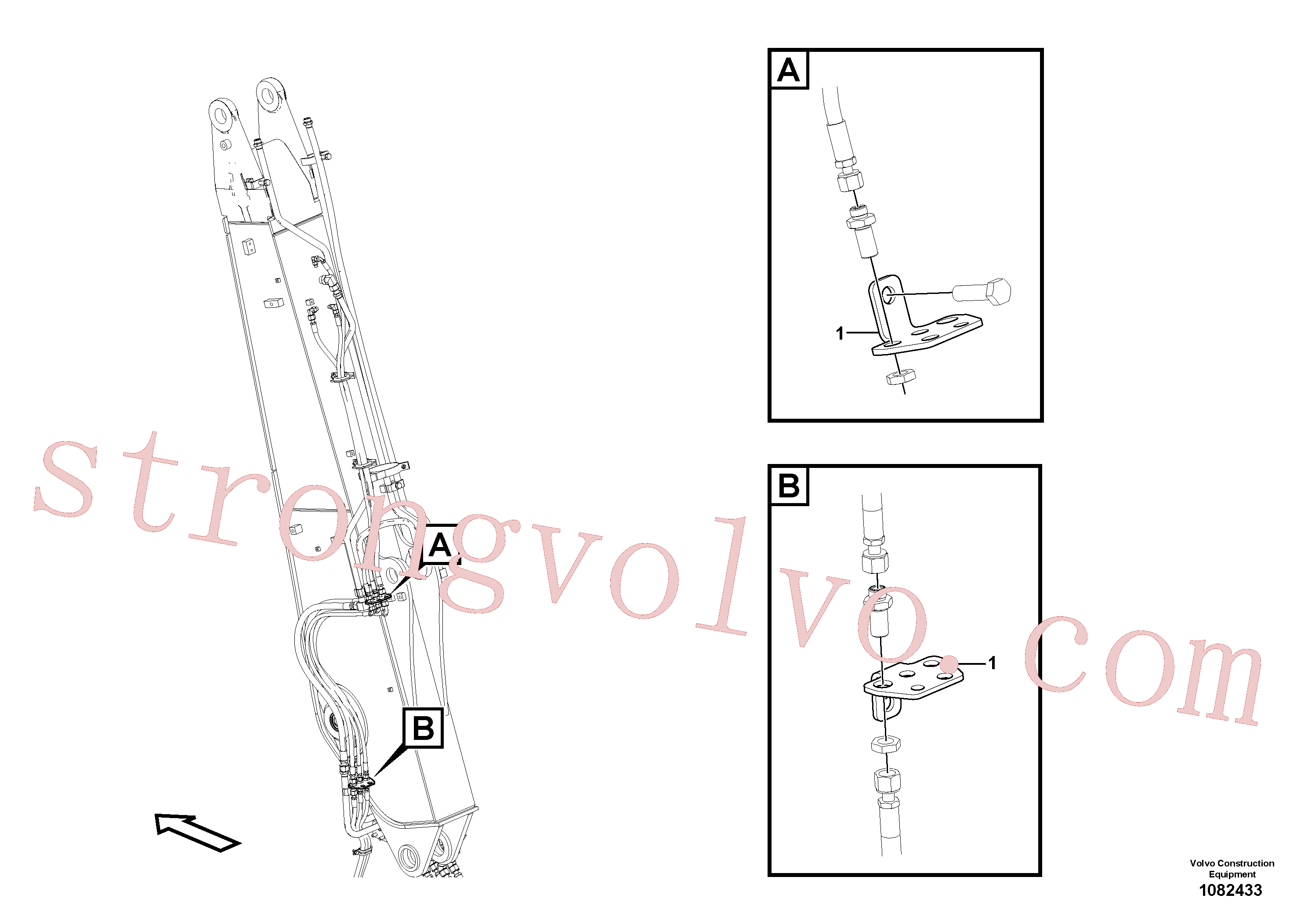 VOE14543088 Volvo Hidráulica de serviço, cilindro do braço de afundamento na lança.(1082433 Montagem)