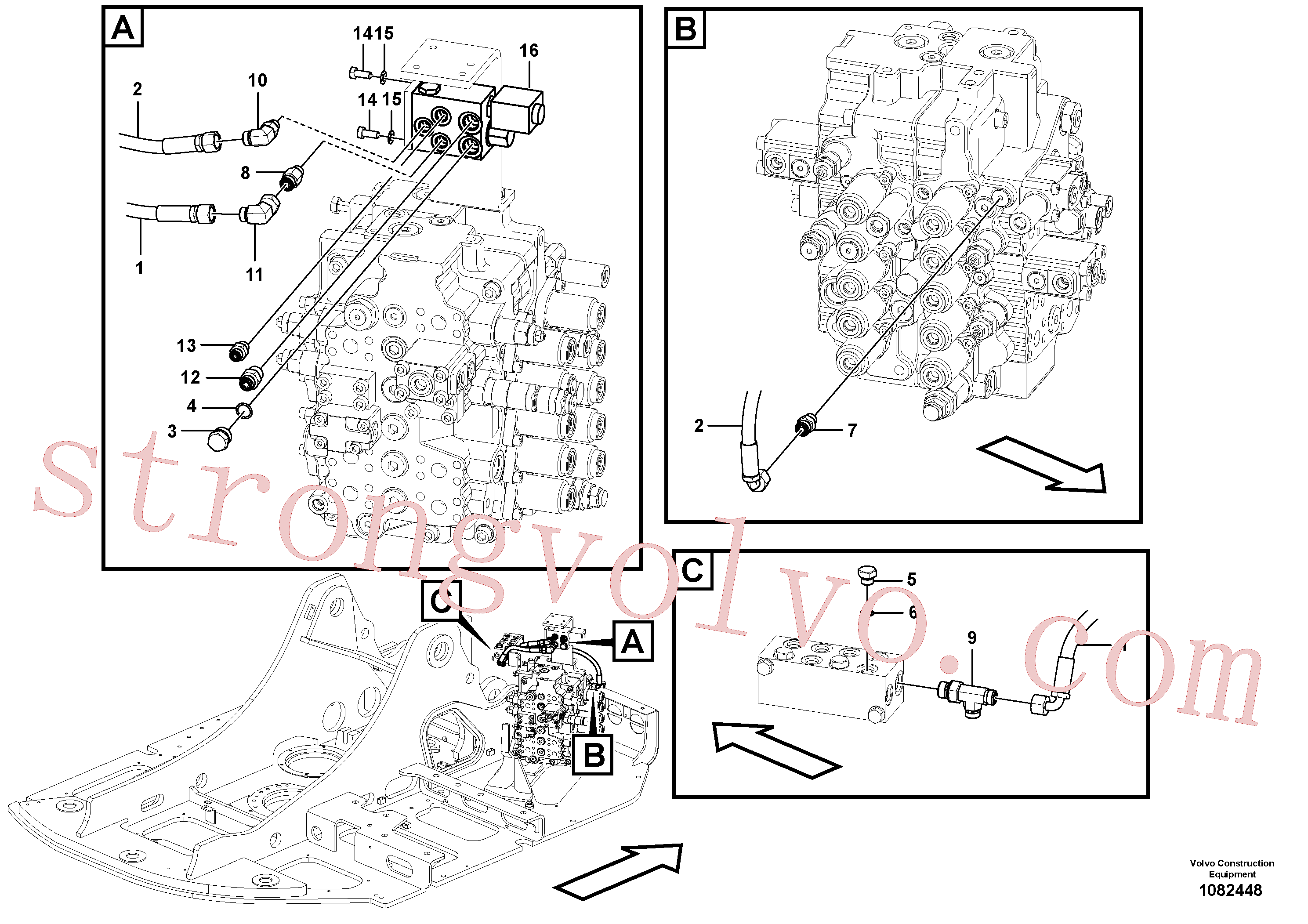 VOE936464 Volvo Hidráulica de serviço, encaixe rápido na estrutura superior(1082448 Montagem)