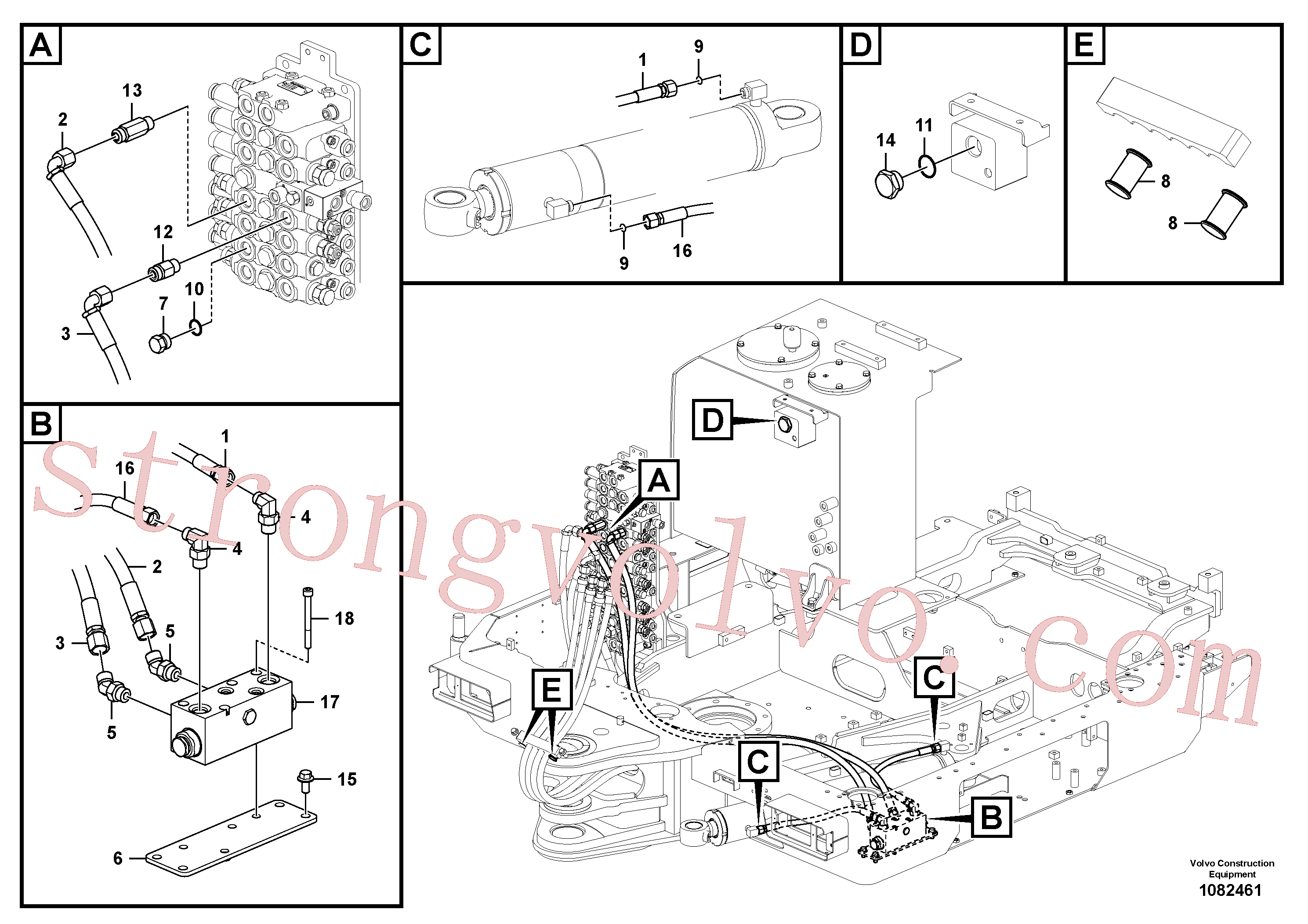 SA9415-31071 Volvo Sistema hidráulico, válvula de comando da lança e articulação(1082461 Montagem)