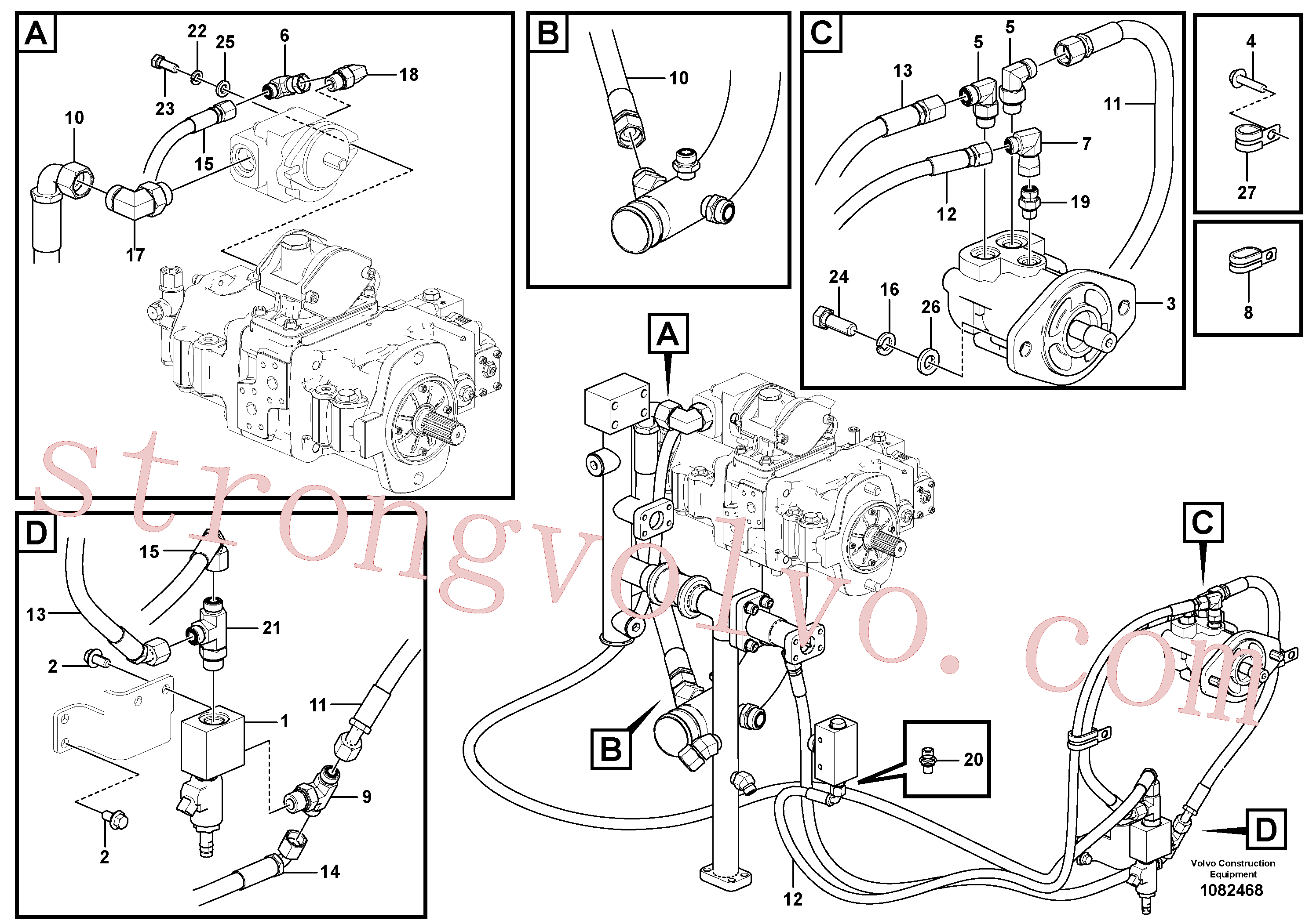 VOE938014 Volvo Sistema hidráulico, sistema refrigerante do óleo(1082468 Montagem)
