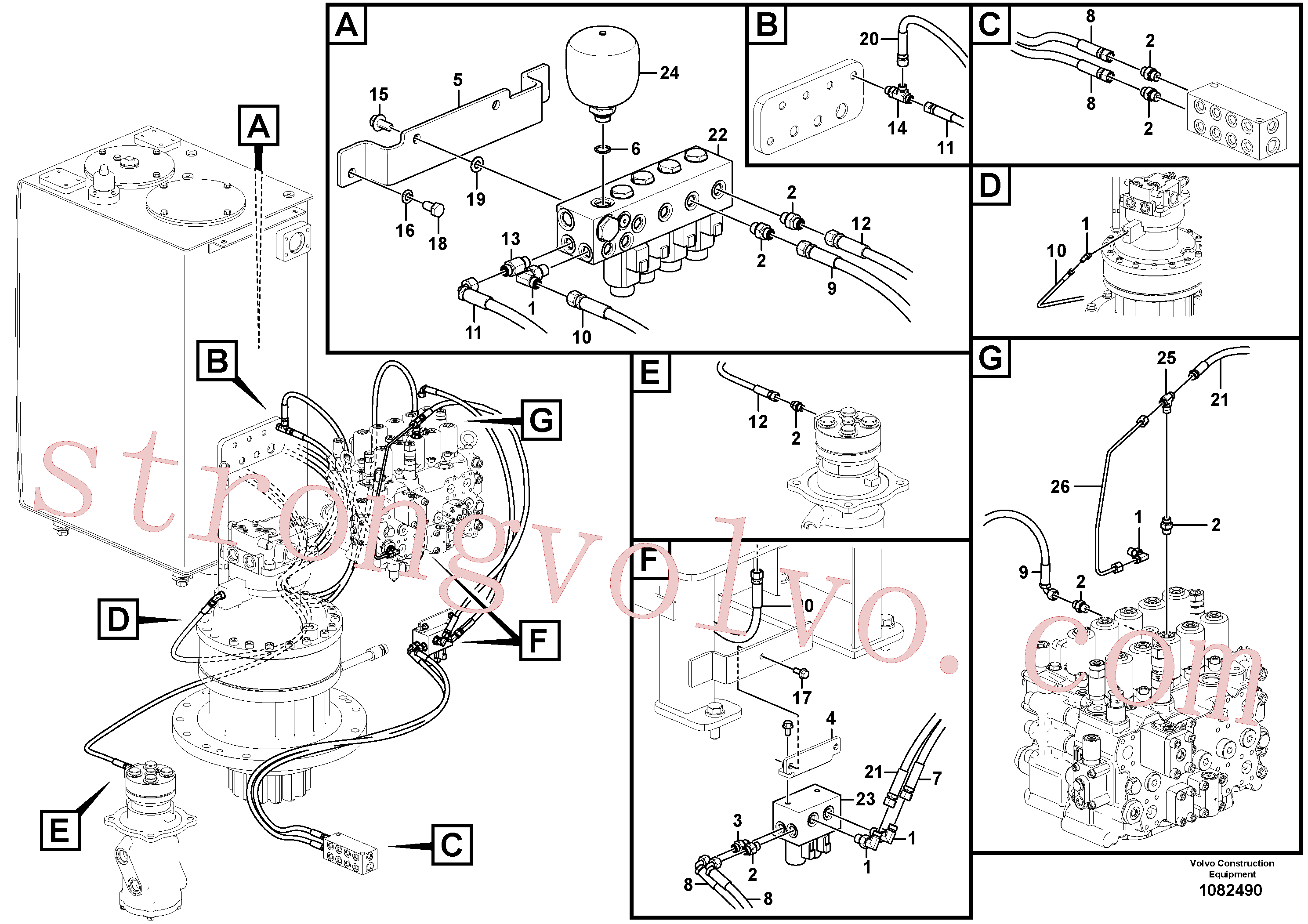 VOE14634578 Volvo Sistema servomotor, válvula de comando para válvula solenóide(1082490 Montagem)