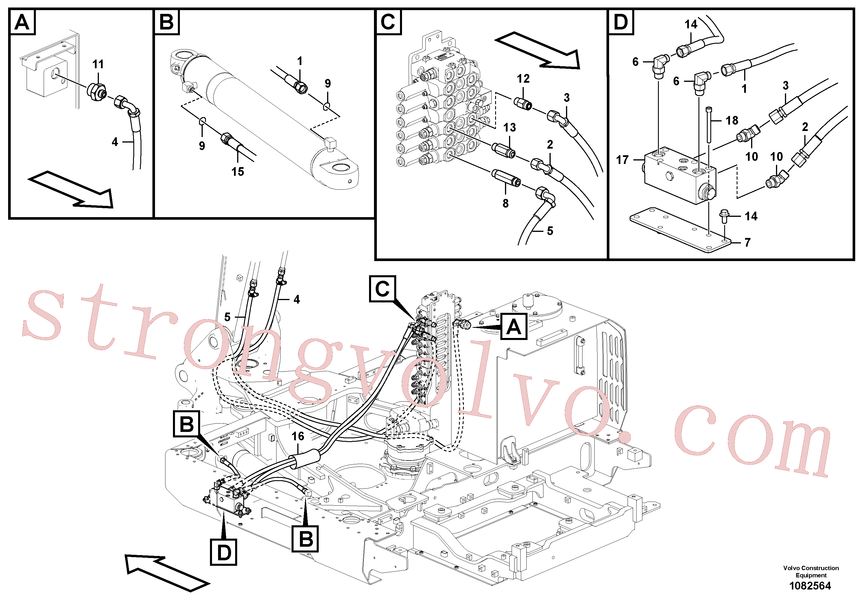 SA9403-04431 Volvo Hidráulica de serviço, martelo e cortador para topo(1082564 Montagem)