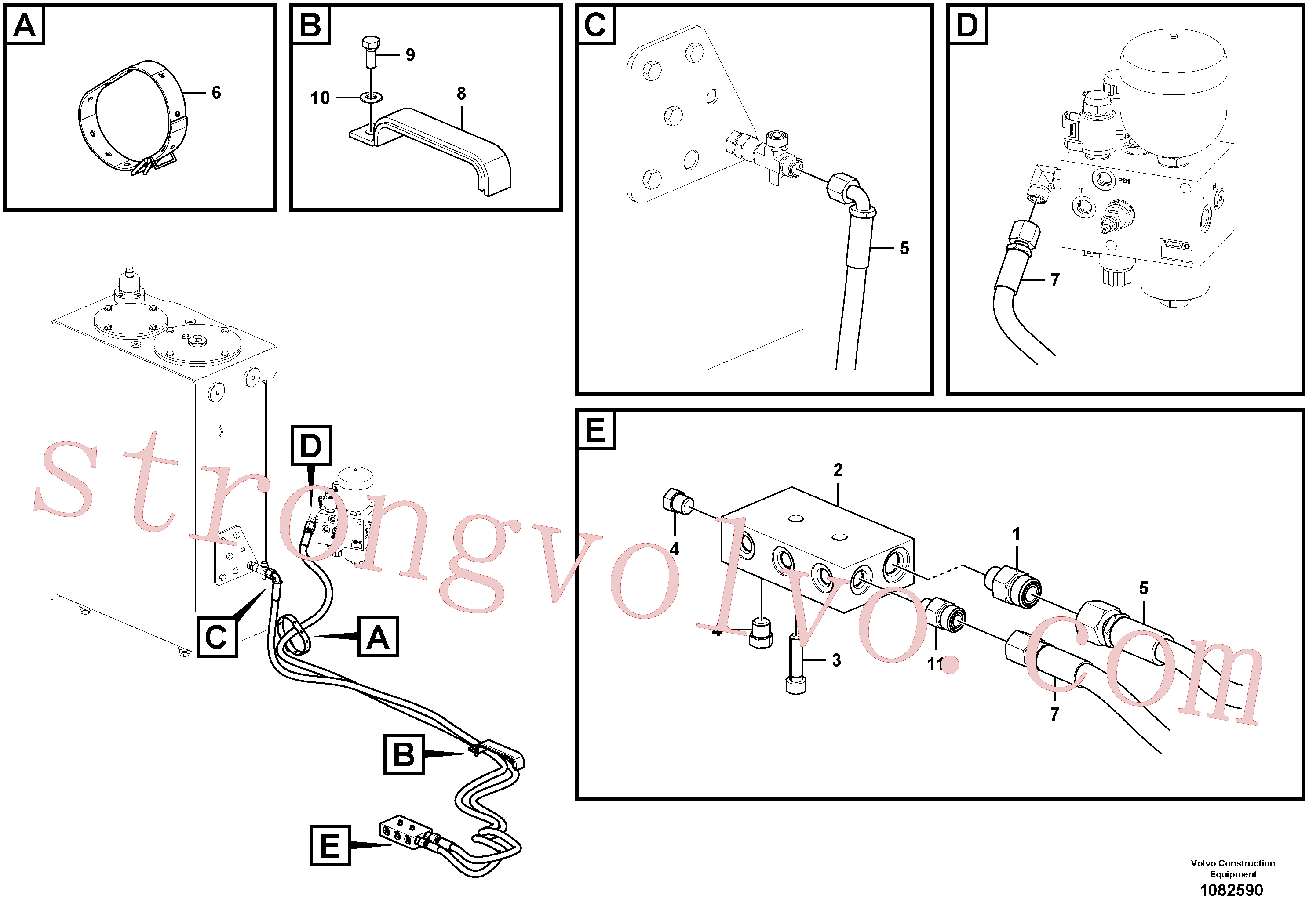 VOE937355 Volvo Sistema servomotor, válvula de comando para válvula solenóide(1082590 Montagem)