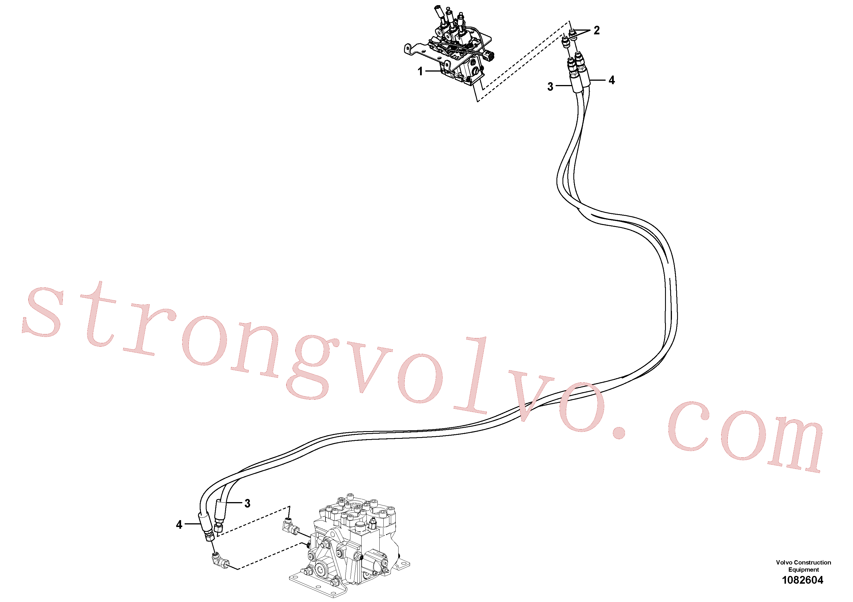 VOE937346 Volvo Servomotor - hidráulico, linhas hidráulicas(1082604 Montagem)