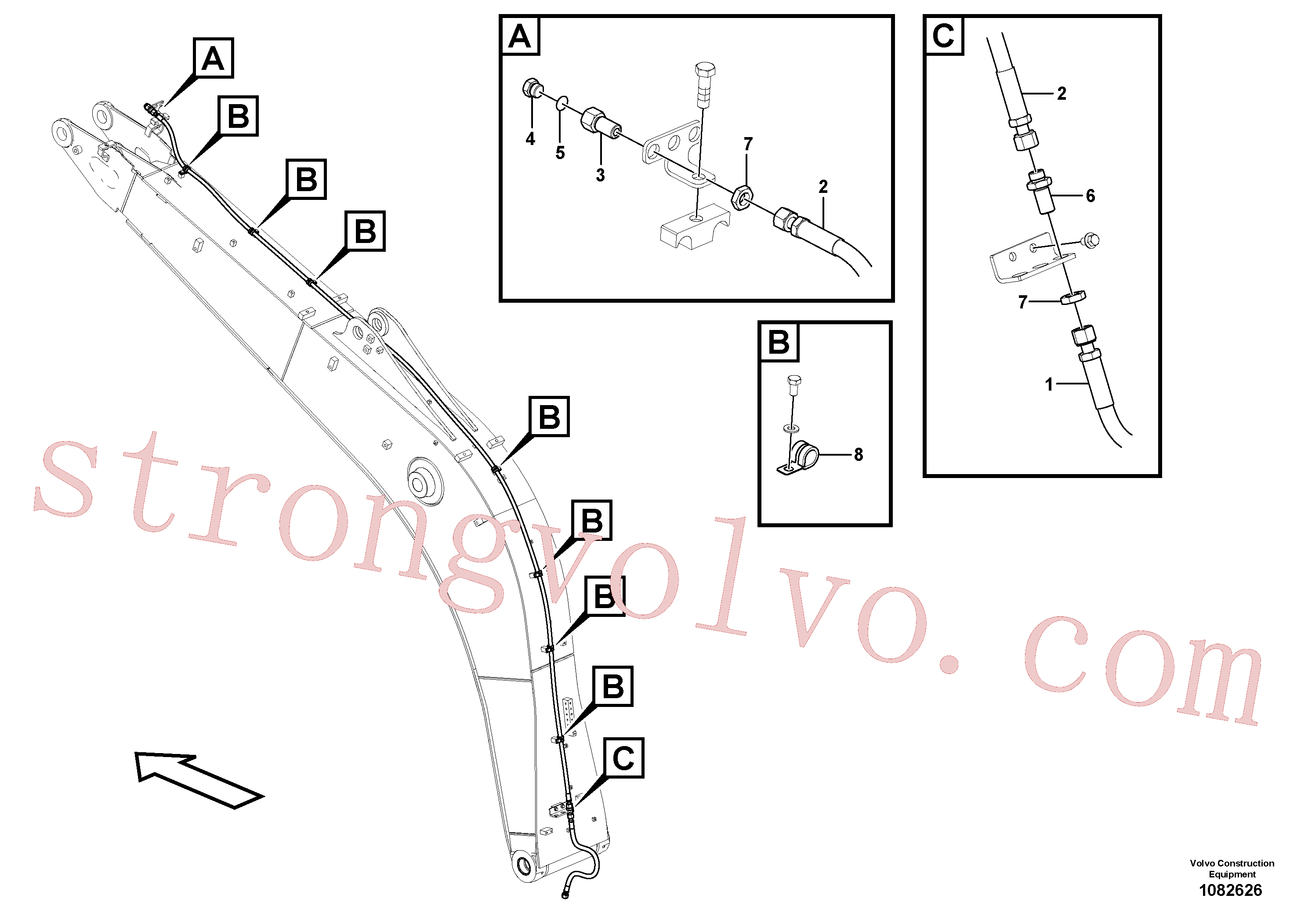 VOE938344 Volvo Hidráulica de serviço, fuga de óleo na lança(1082626 Montagem)