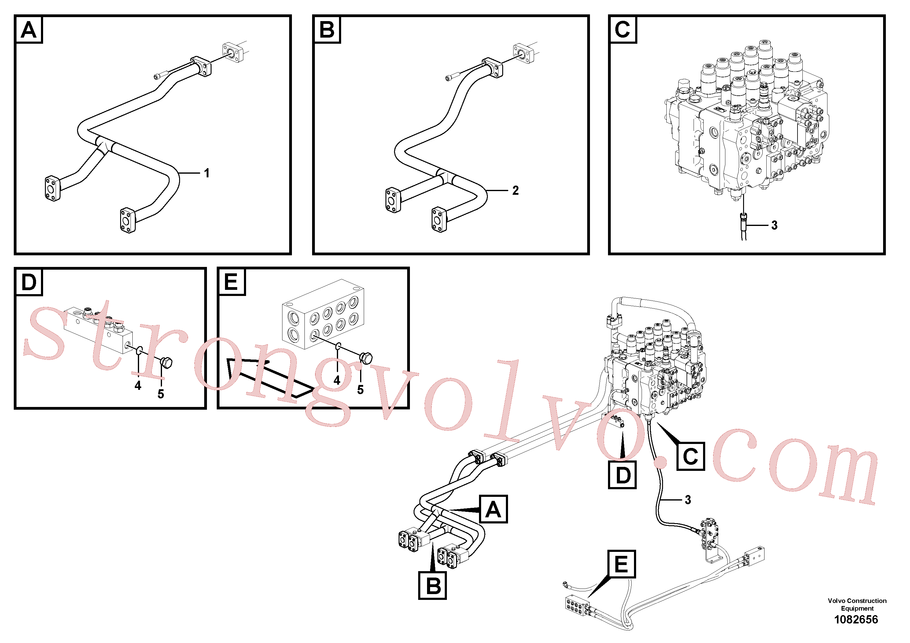 VOE14543160 Volvo Sistema hidráulico, válvula de comando da lança e articulação(1082656 Montagem)