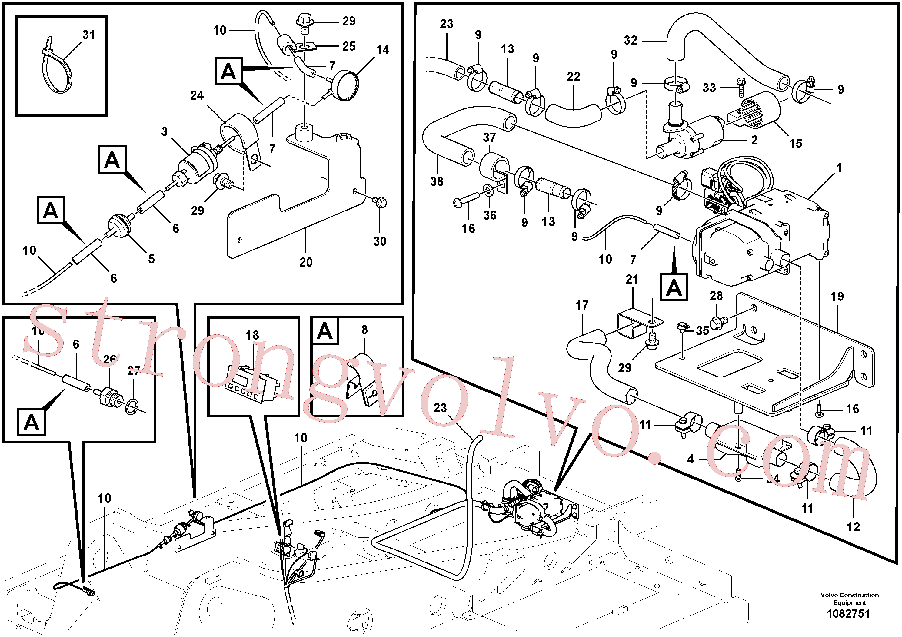 VOE14512894 Volvo Aquecedor auxiliar(1082751 Montagem)