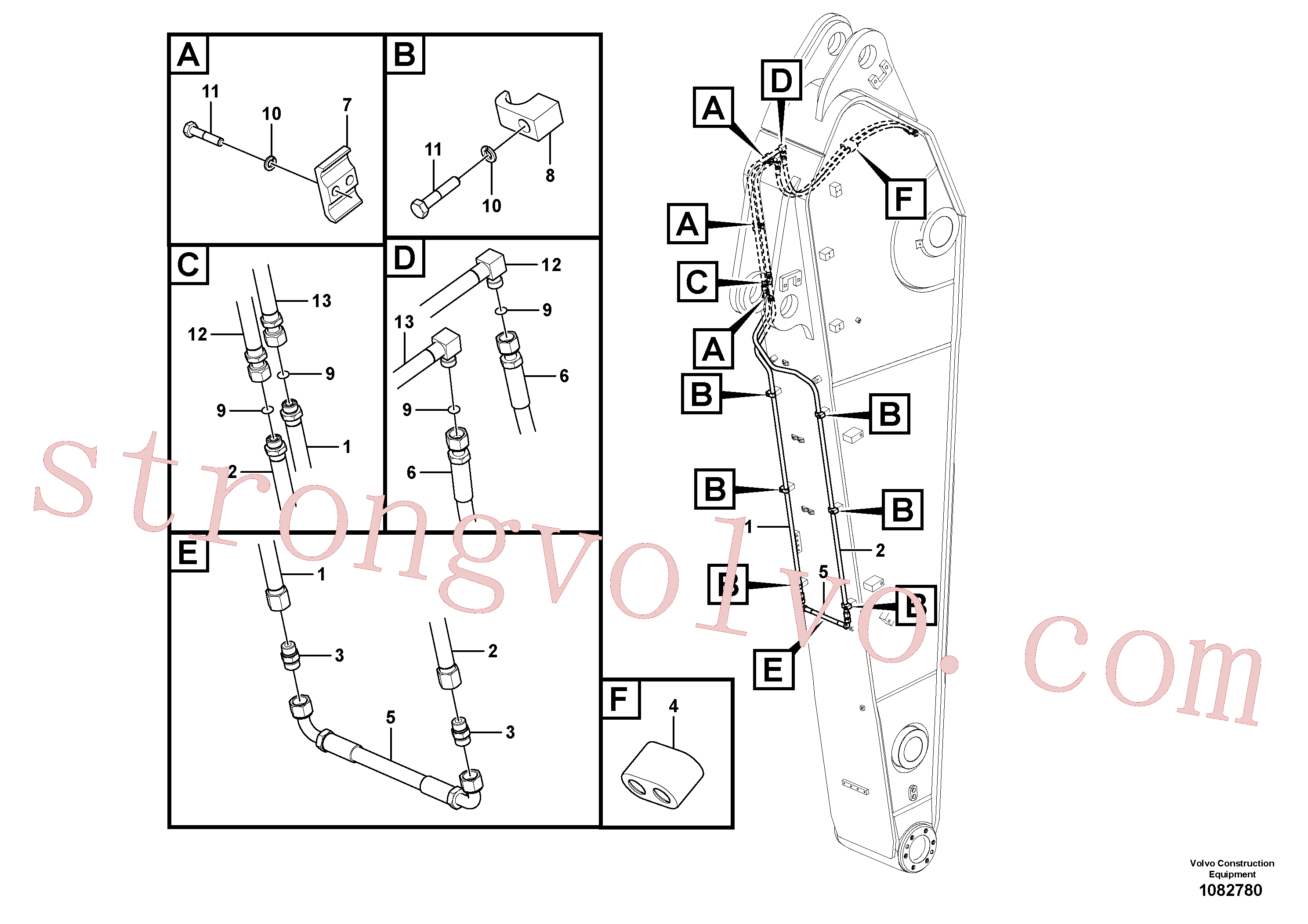 SA9011-20810 Volvo Hidráulica de serviço, inclinação e rotor no braço de afundamento(1082780 Montagem)
