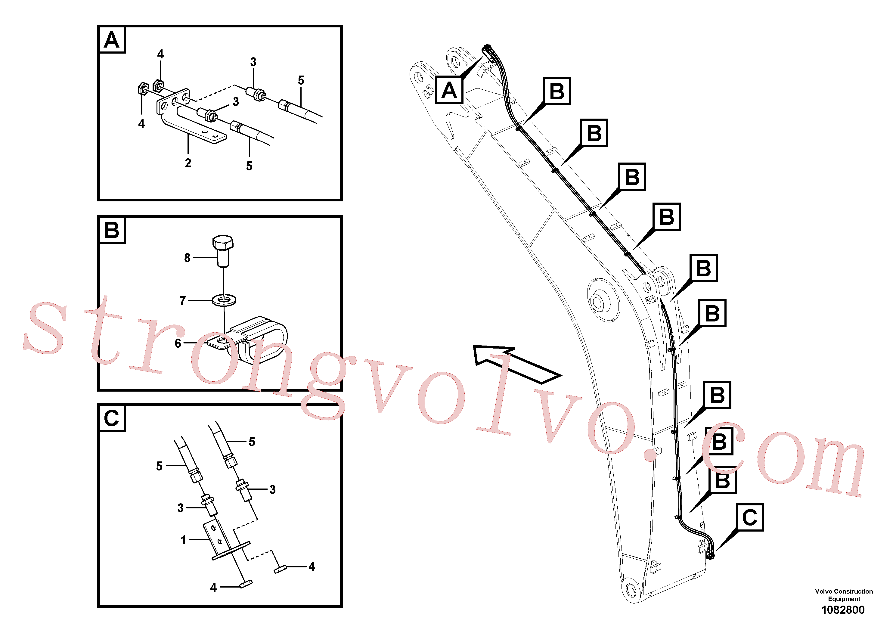 VOE14554710 Volvo Hidráulica de serviço, inclinação e rotor na lança(1082800 Montagem)
